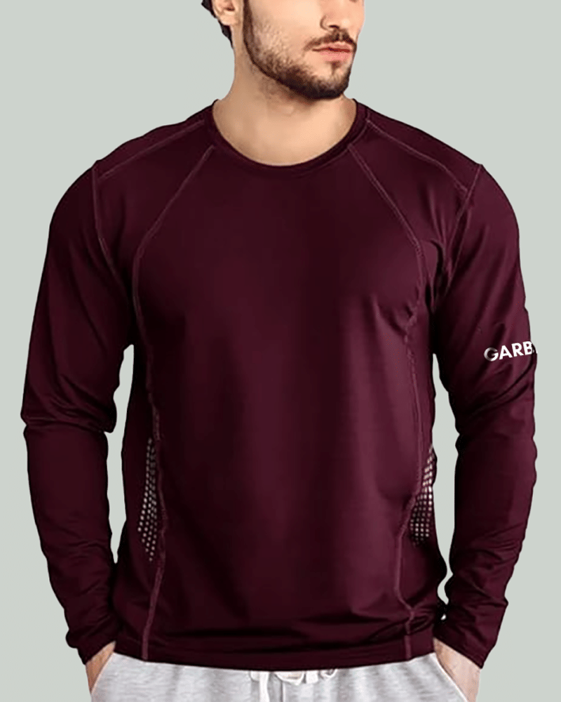 GARBLY Men Polyester Regular Fit Solid T-Shirt ( Maroon ) GARBLY Men Polyester Regular Fit Solid T-Shirt ( Maroon )