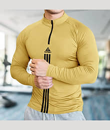 GARBLY Men Polyester Regular Fit Solid T-Shirt ( Yellow )