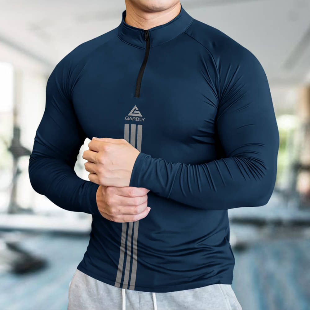     			GARBLY Men Polyester Regular Fit Solid T-Shirt ( Blue )