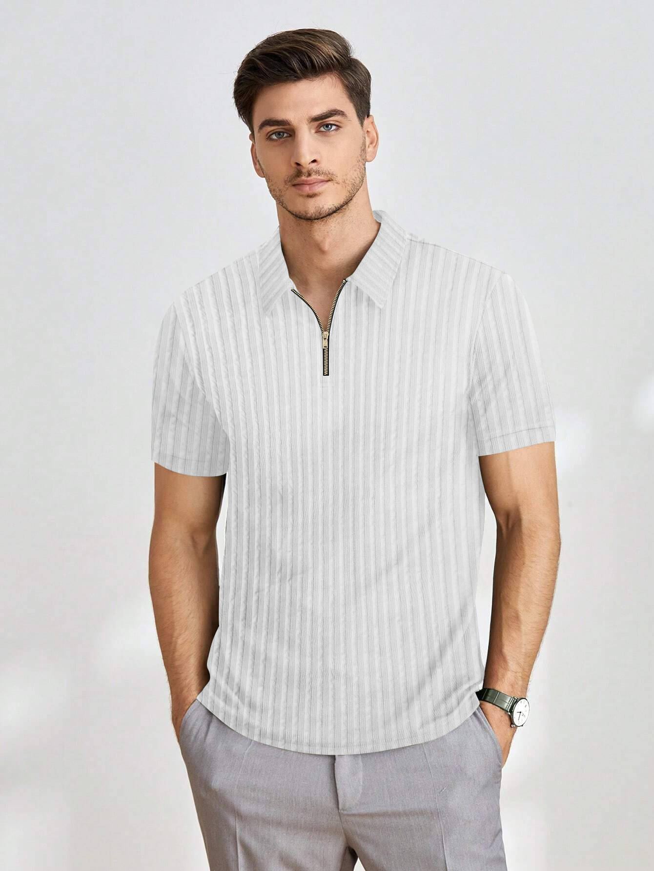     			GARBLY Men Polyester Regular Fit Solid T-Shirt ( White )