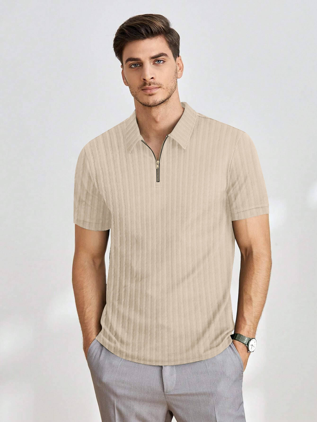 GARBLY Men Polyester Regular Fit Solid T-Shirt ( Beige ) GARBLY Men Polyester Regular Fit Solid T-Shirt ( Beige )