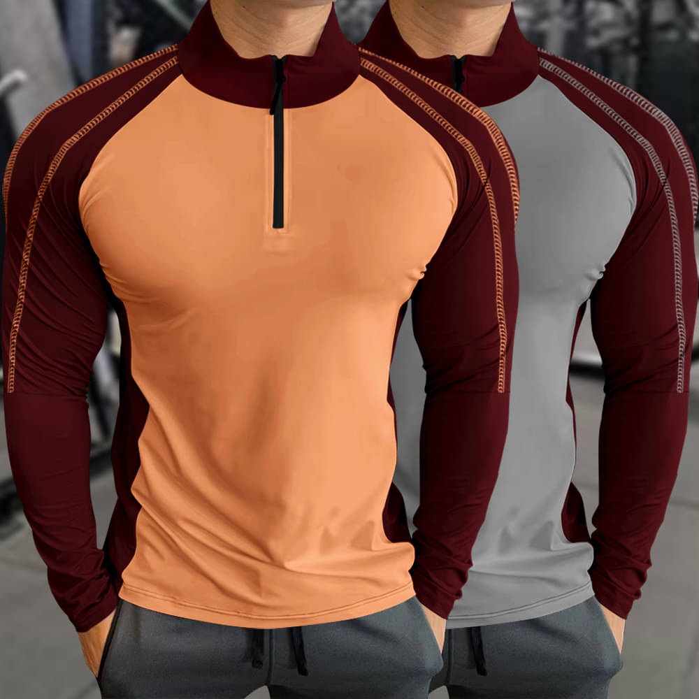 GARBLY Men Polyester Regular Fit Colorblock T-Shirt ( Wine ) GARBLY Men Polyester Regular Fit Colorblock T-Shirt ( Wine )
