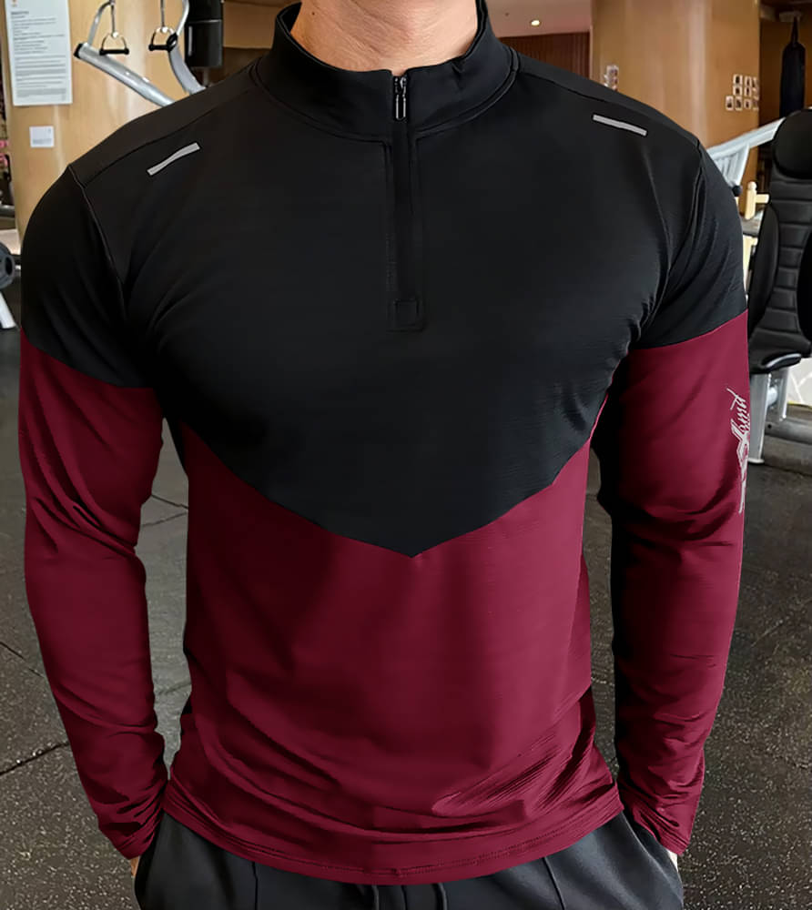     			GARBLY Men Polyester Regular Fit Colorblock T-Shirt ( Maroon )