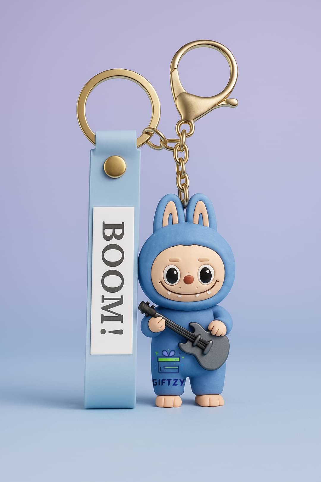     			Blue Labubu Toy Keyholder Labubu Doll Cartoon Silicone Keyring for Girls-teens Gifting Key Chain
