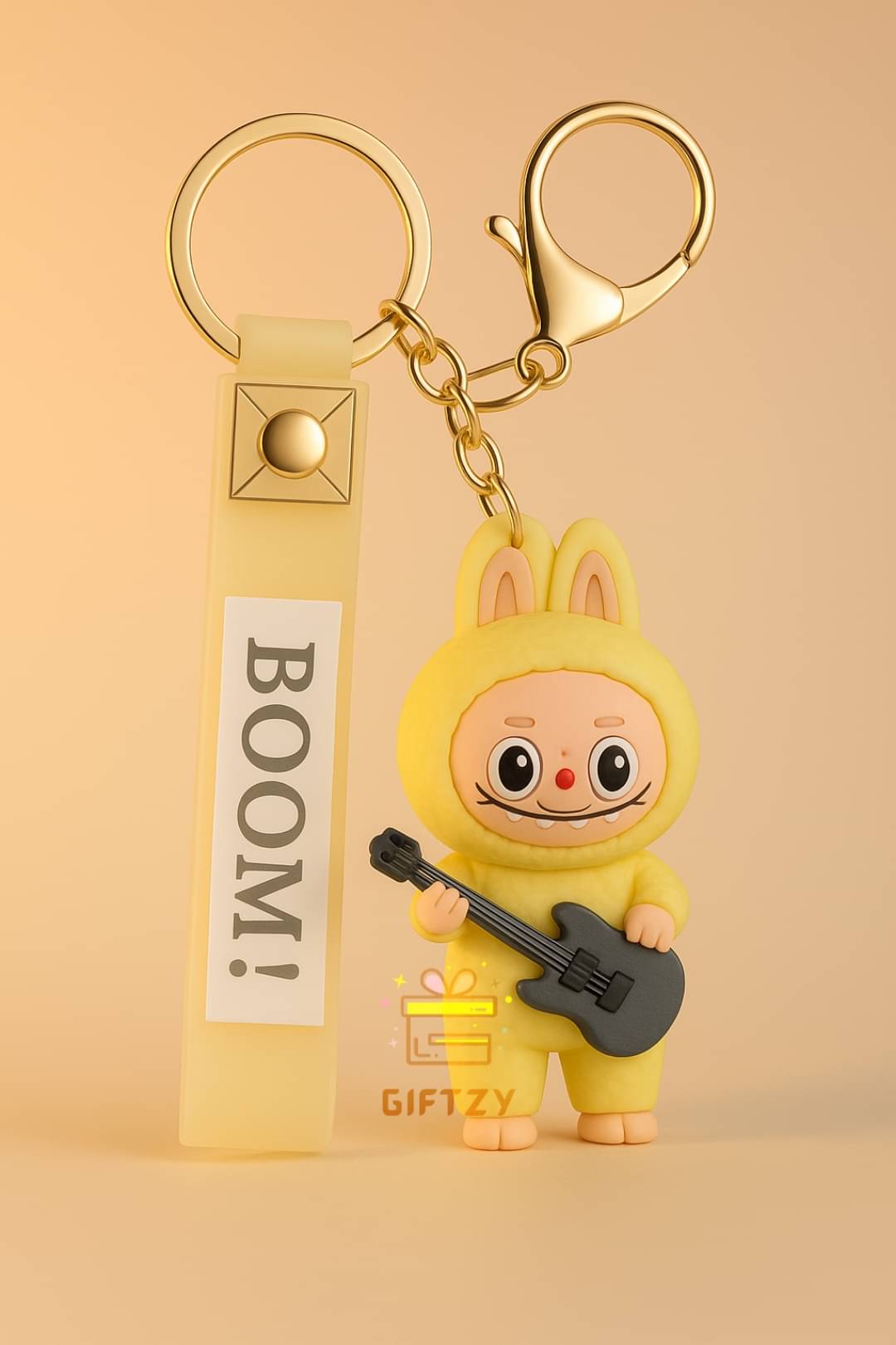     			Yellow Labubu Toy Keyholder Labubu Doll Cartoon Silicone Keyring for Girls-teens Gifting Key Chain