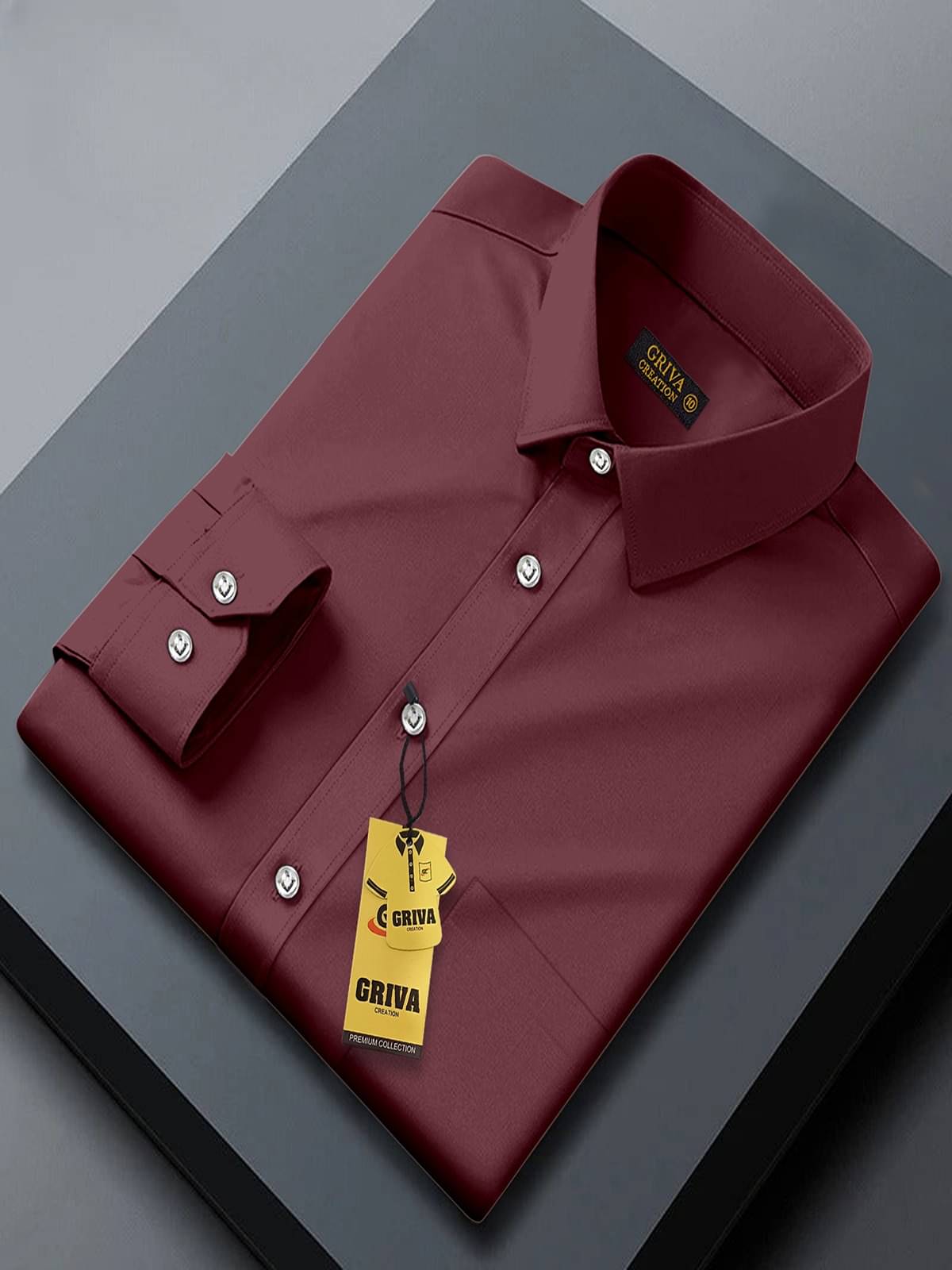 Griva Creation Cotton Blend Regular Fit Solids Full Sleeves Men's Casual Shirt - Maroon ( Pack of 1 ) Griva Creation Cotton Blend Regular Fit Solids Full Sleeves Men's Casual Shirt - Maroon ( Pack of 1 )