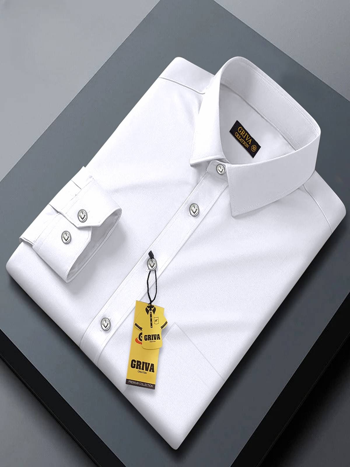     			Griva Creation Cotton Blend Regular Fit Solids Full Sleeves Men's Casual Shirt - White ( Pack of 1 )