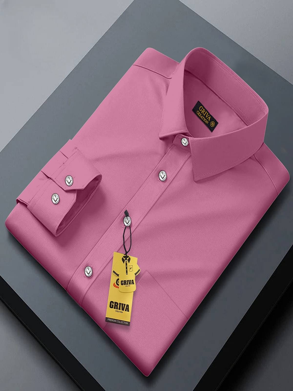 Griva Creation Cotton Blend Regular Fit Solids Full Sleeves Men's Casual Shirt - Pink ( Pack of 1 ) Griva Creation Cotton Blend Regular Fit Solids Full Sleeves Men's Casual Shirt - Pink ( Pack of 1 )