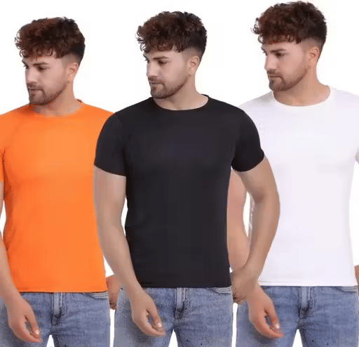     			HS COLLECTION Men Polyester Regular Fit Solid T-Shirt ( Multicolor1 )