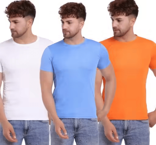     			HS COLLECTION Men Polyester Regular Fit Solid T-Shirt ( Multicolor )