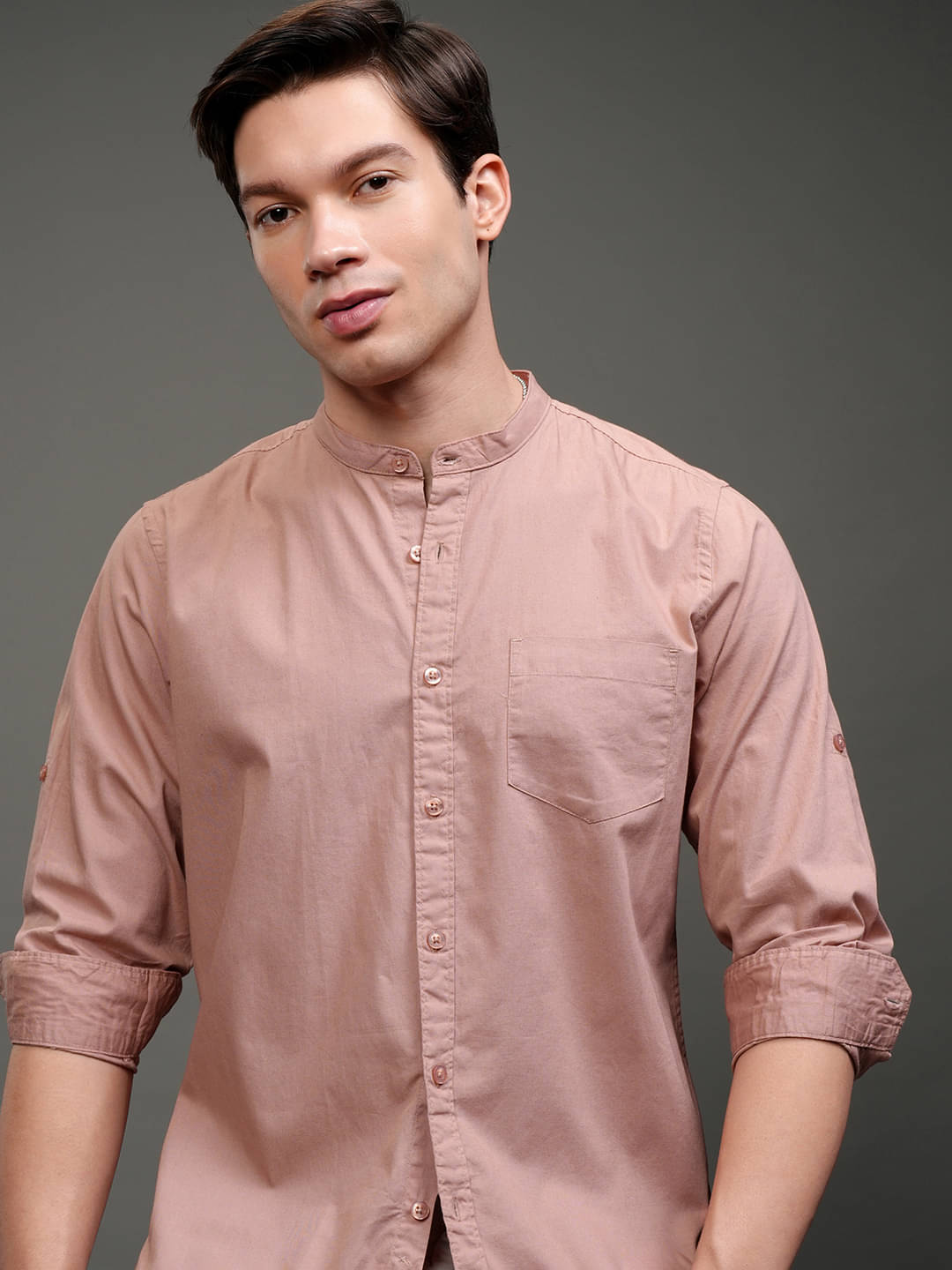    			Highlander 100% Cotton Slim Fit Solids Full Sleeves Men's Casual Shirt - Pink ( Pack of 1 )