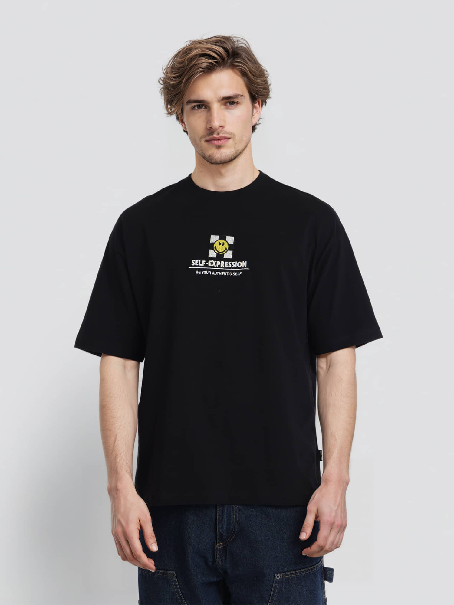 Highlander Men 100% Cotton Oversized Fit Printed T-Shirt ( Black )