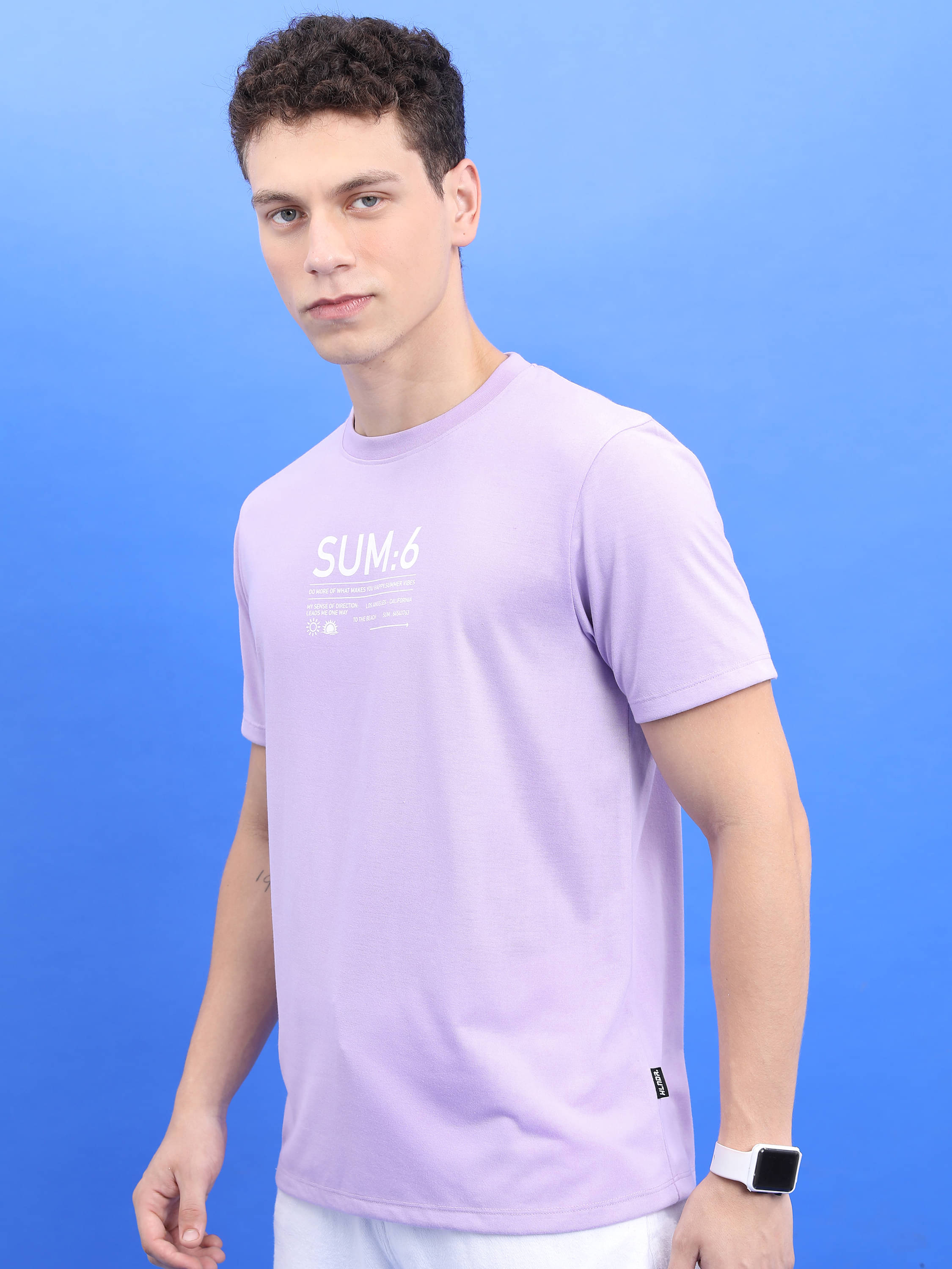     			Highlander Men Polyester Relaxed Fit Printed T-Shirt ( Lavender )