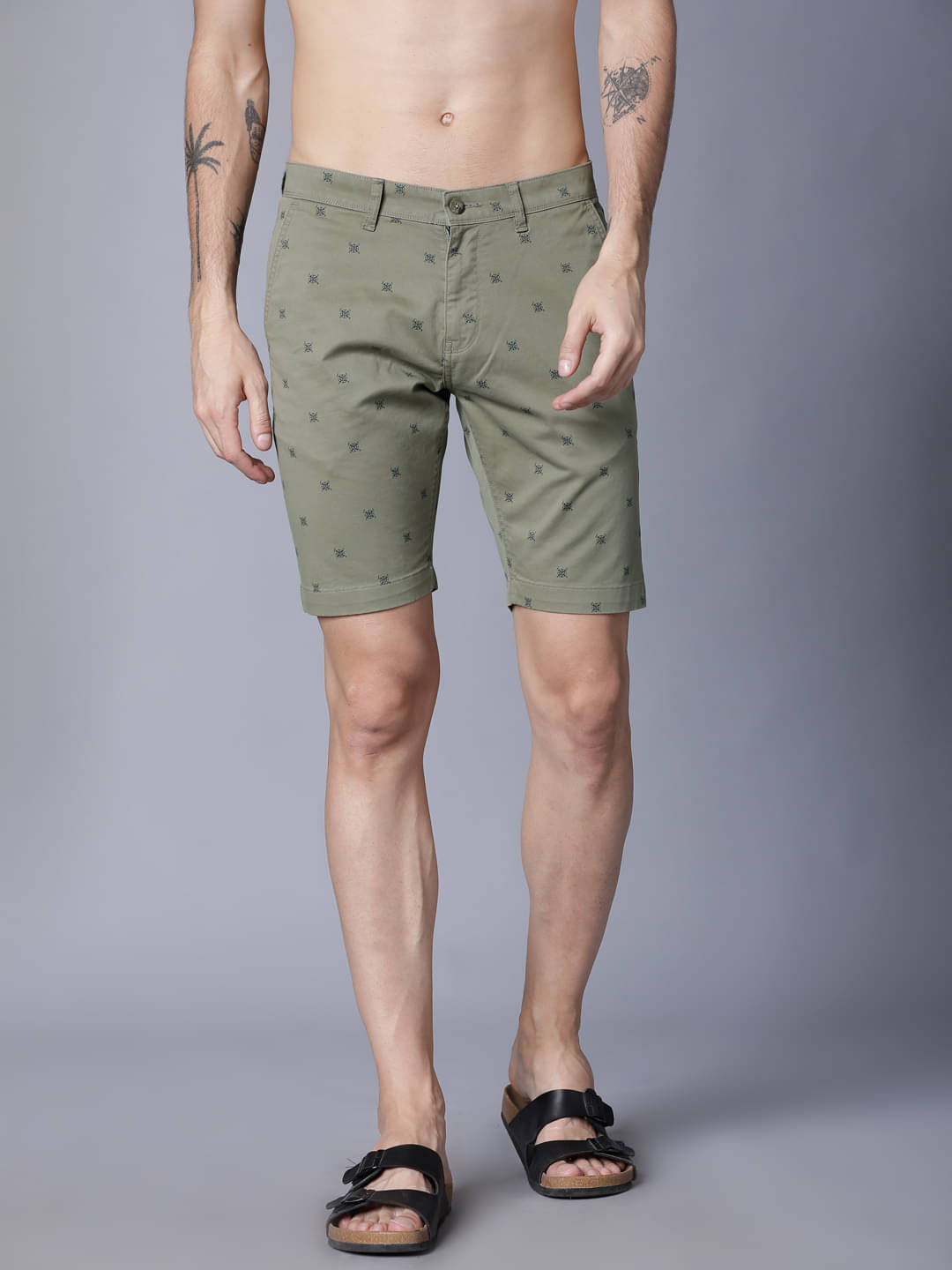     			Highlander Olive Cotton Blend Men's Chino Shorts ( Pack of 1 )