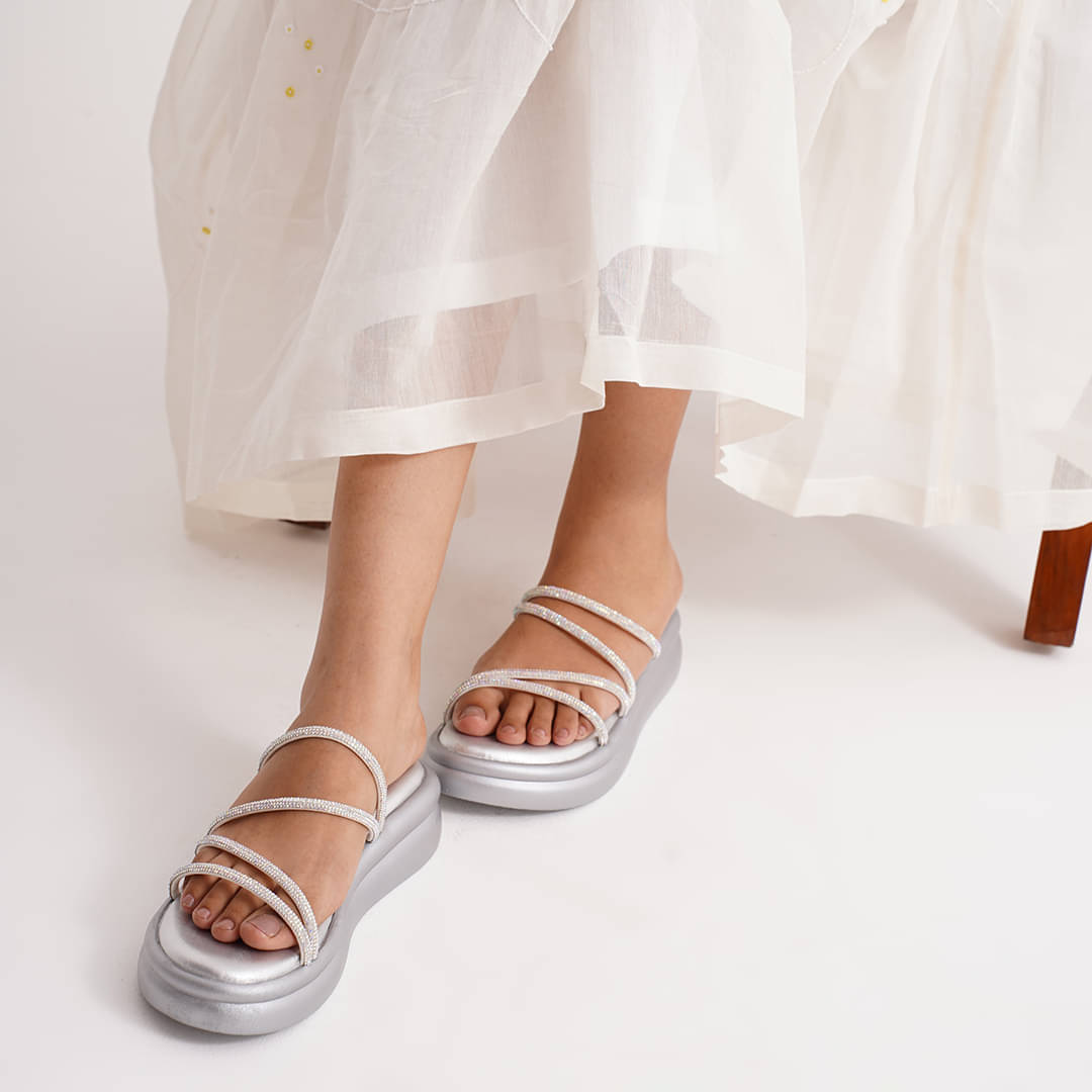     			JM Looks Silver Women's Sandal Heels