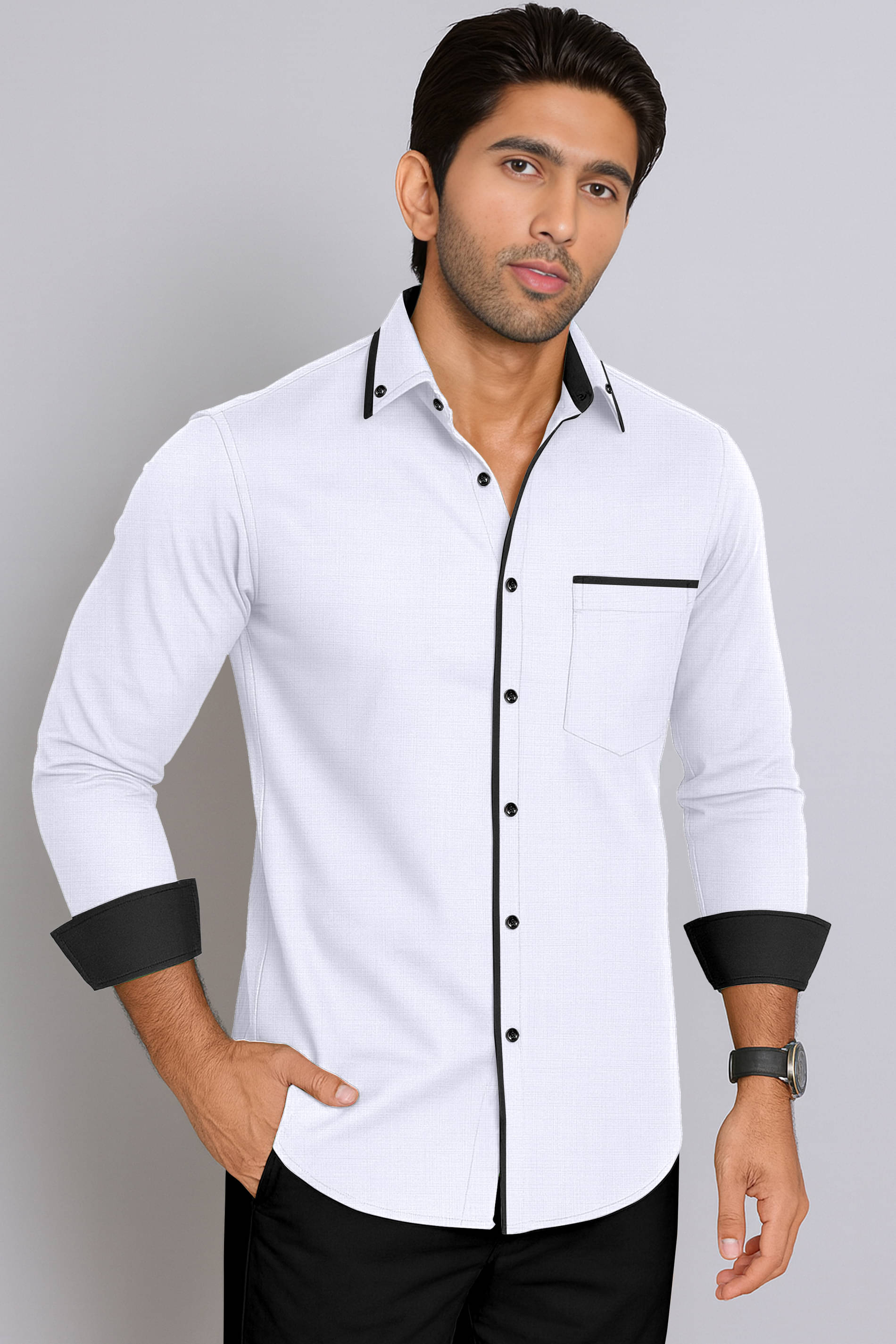     			LAXBON 100% Cotton Regular Fit Solids Full Sleeves Men's Casual Shirt - White ( Pack of 1 )
