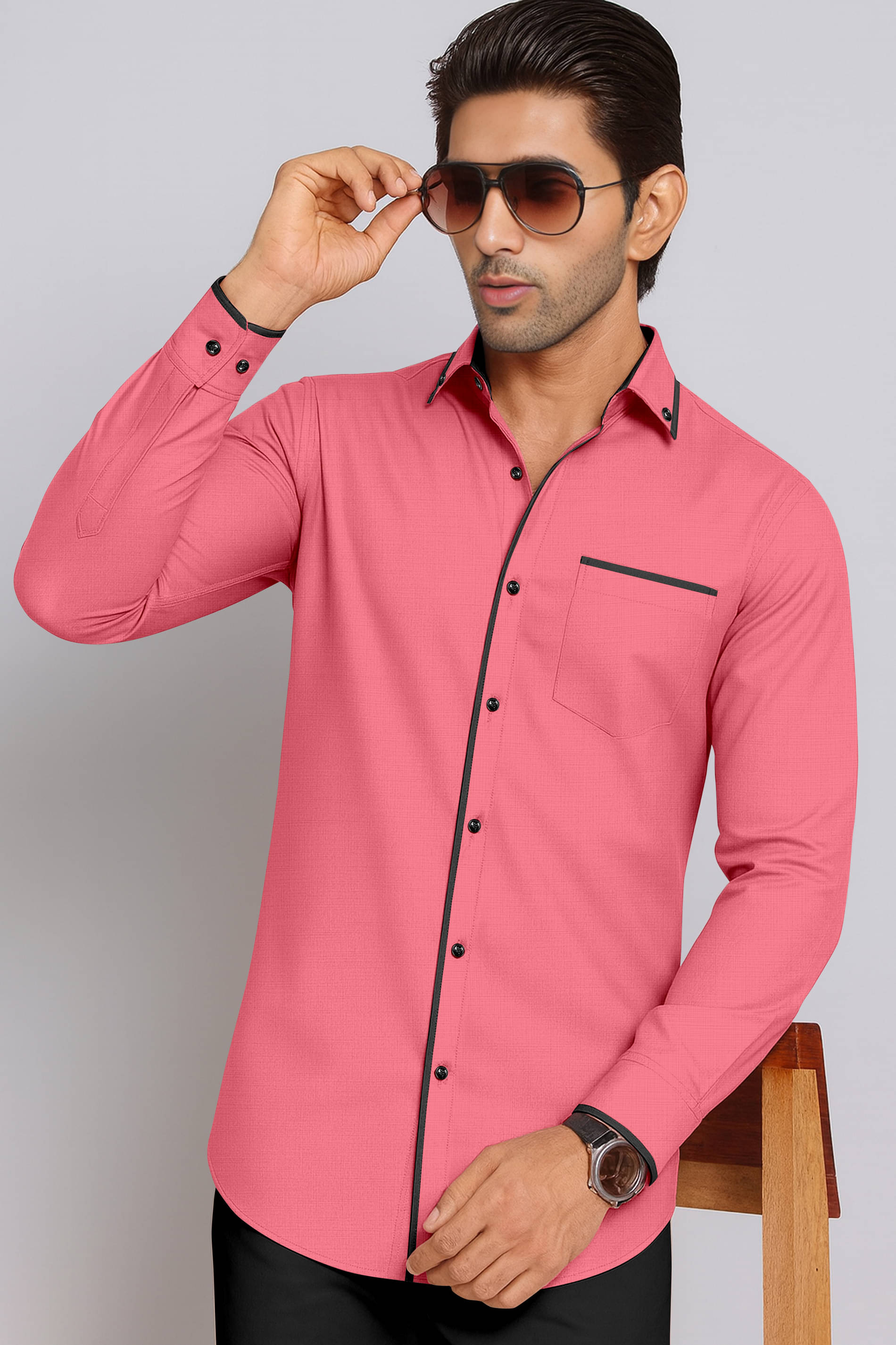 LAXBON 100% Cotton Regular Fit Solids Full Sleeves Men's Casual Shirt - Pink ( Pack of 1 ) LAXBON 100% Cotton Regular Fit Solids Full Sleeves Men's Casual Shirt - Pink ( Pack of 1 )