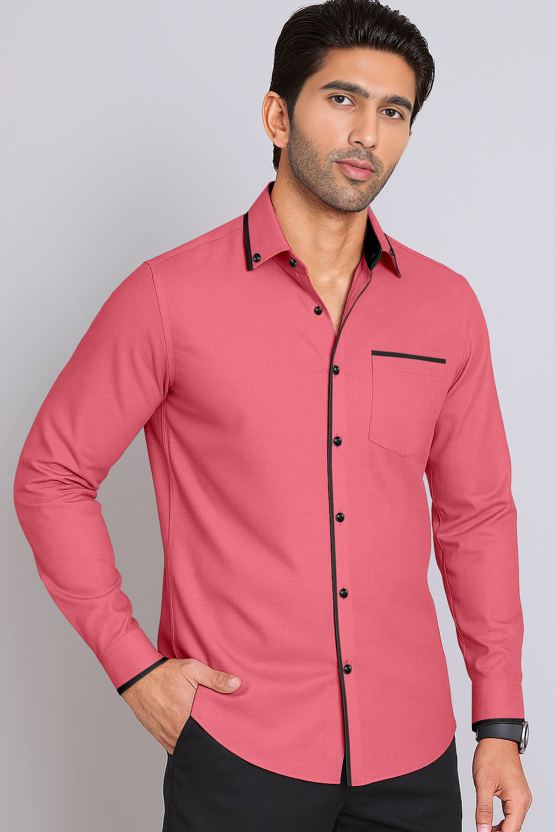 LAXBON 100% Cotton Regular Fit Solids Full Sleeves Men's Casual Shirt - Pink ( Pack of 1 )     			LAXBON 100% Cotton Regular Fit Solids Full Sleeves Men's Casual Shirt - Pink ( Pack of 1 )