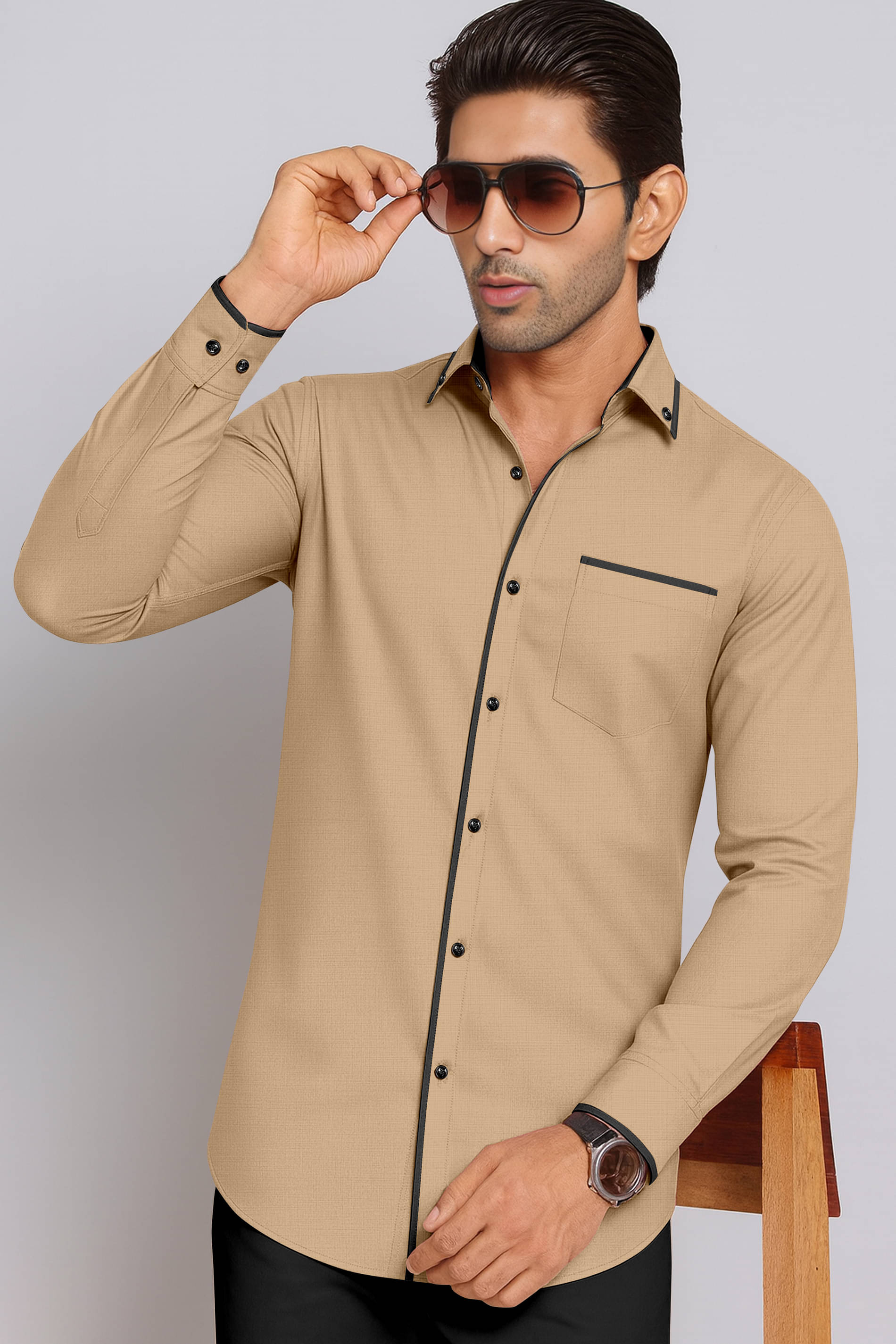 LAXBON 100% Cotton Regular Fit Solids Full Sleeves Men's Casual Shirt - Beige ( Pack of 1 ) LAXBON 100% Cotton Regular Fit Solids Full Sleeves Men's Casual Shirt - Beige ( Pack of 1 )