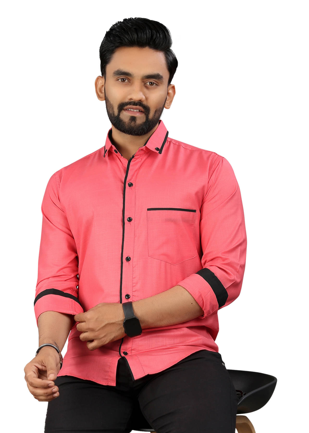     			LAXBON Cotton Blend Regular Fit Solids Full Sleeves Men's Casual Shirt - Pink ( Pack of 1 )