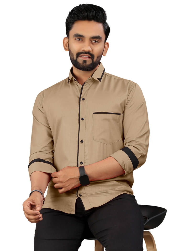LAXBON Cotton Blend Regular Fit Solids Full Sleeves Men's Casual Shirt - Beige ( Pack of 1 ) LAXBON Cotton Blend Regular Fit Solids Full Sleeves Men's Casual Shirt - Beige ( Pack of 1 )