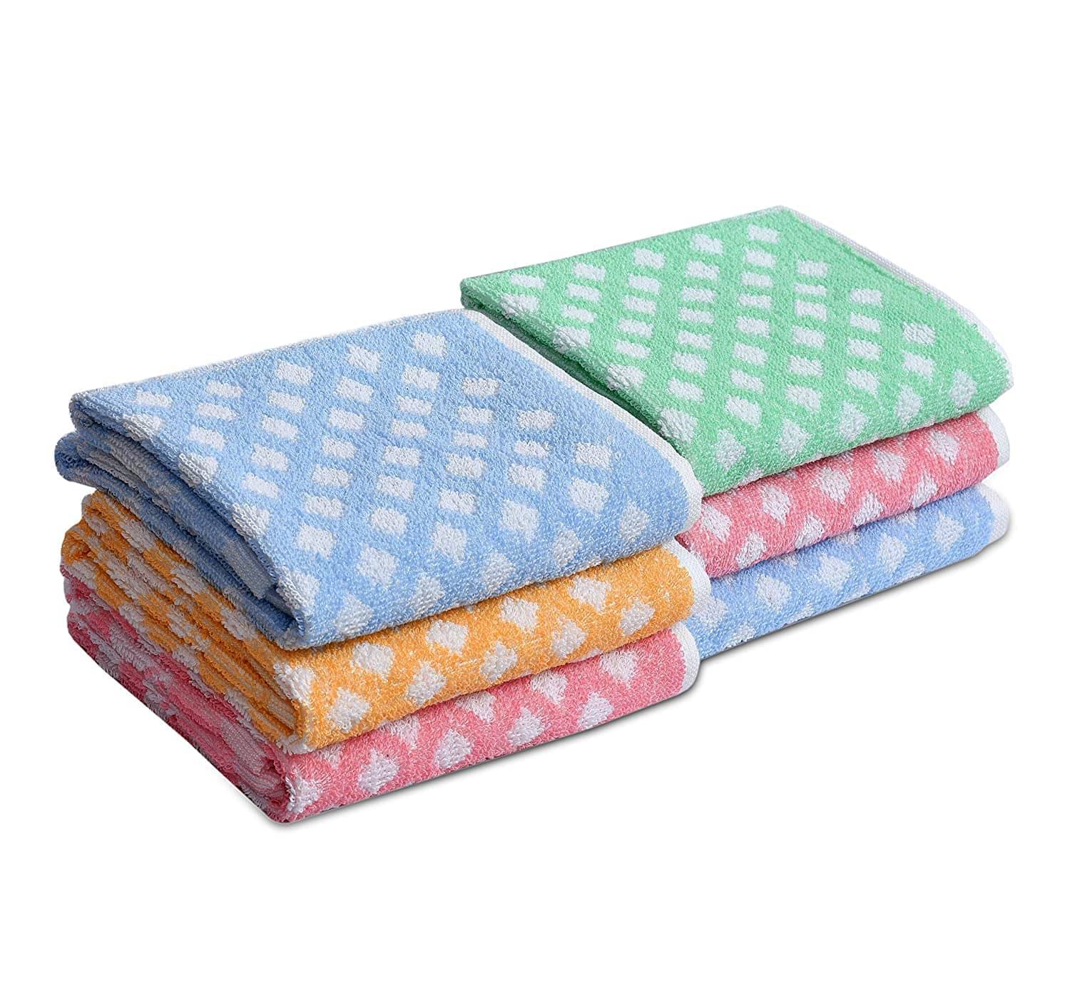 MAHALUXMI COLLECTION Pack of 6 Cotton 351-400 -GSM Hand Towel ( Multicolor ) MAHALUXMI COLLECTION Pack of 6 Cotton 351-400 -GSM Hand Towel ( Multicolor )