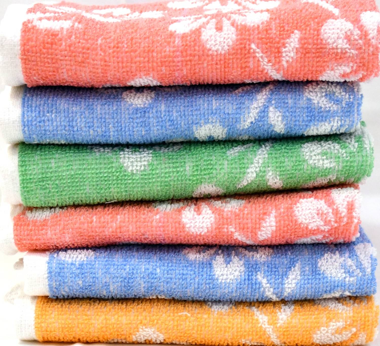     			MAHALUXMI COLLECTION Pack of 6 Cotton 351-400 -GSM Hand Towel ( Multicolor )