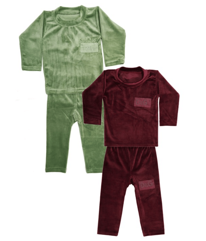     			MANZONE Pack of 2 Girls Velvet T-Shirt & Pants ( Multicolor )