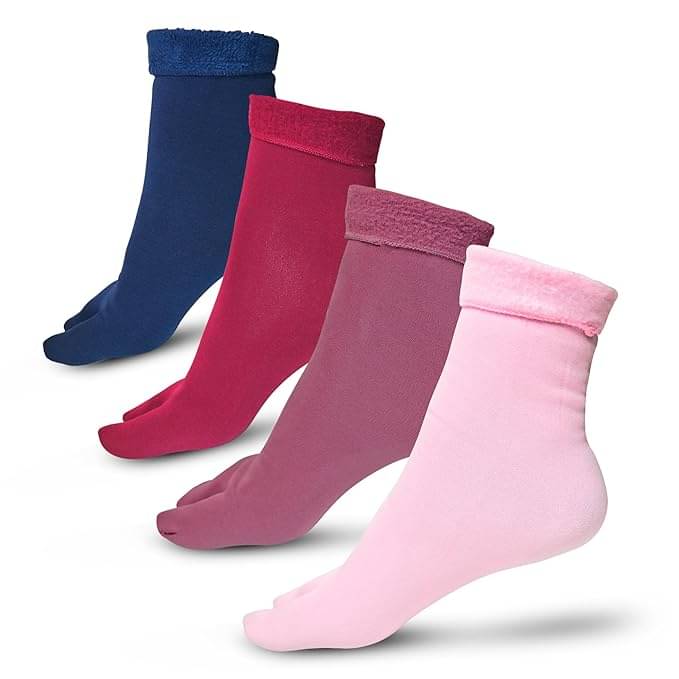 MITSURU Pack of 4 Women's Velvet Ankle Length Socks ( Multicolor ) MITSURU Pack of 4 Women's Velvet Ankle Length Socks ( Multicolor )