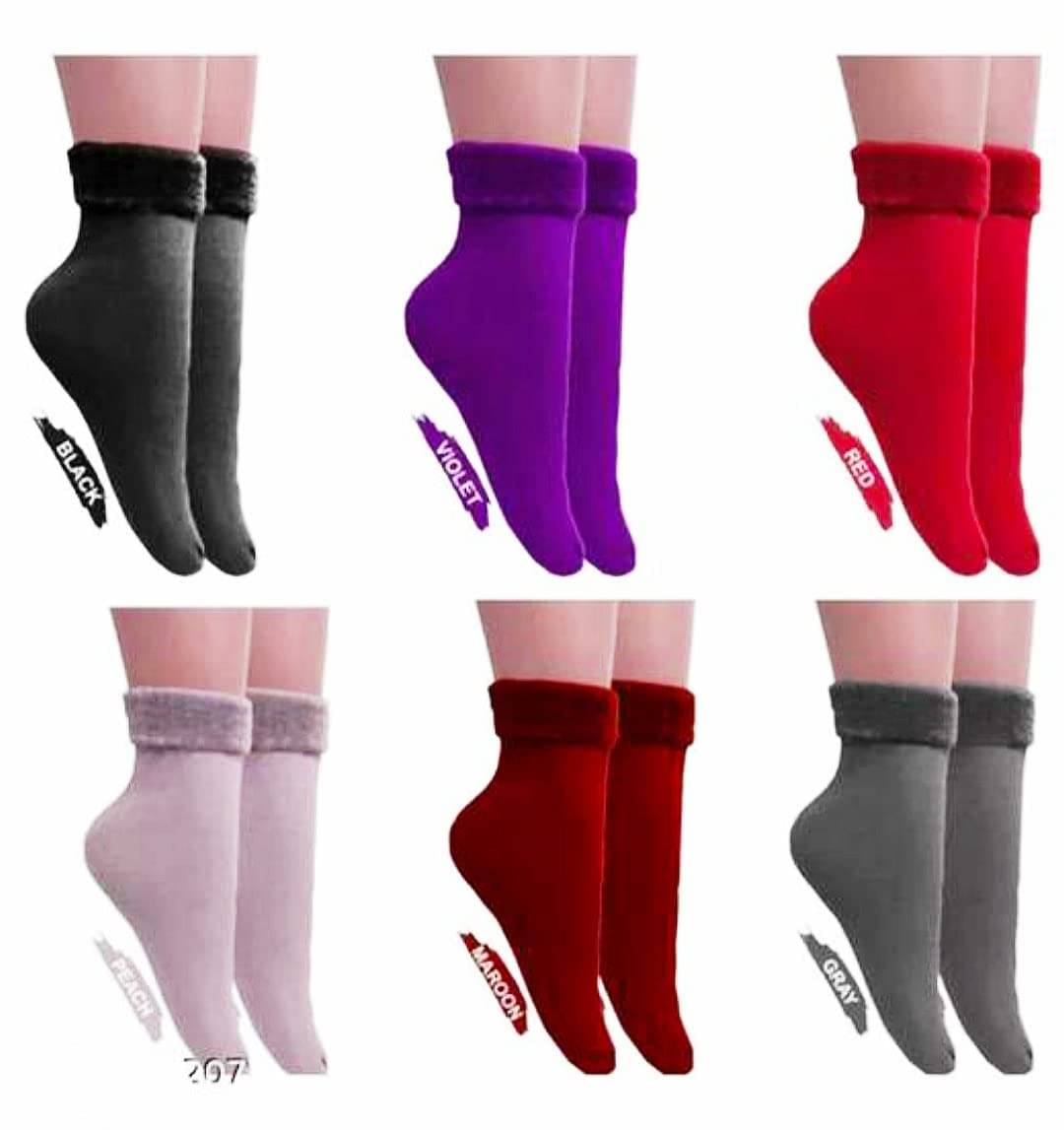 MITSURU Pack of 6 Women's Velvet Ankle Length Socks ( Multicolor ) MITSURU Pack of 6 Women's Velvet Ankle Length Socks ( Multicolor )