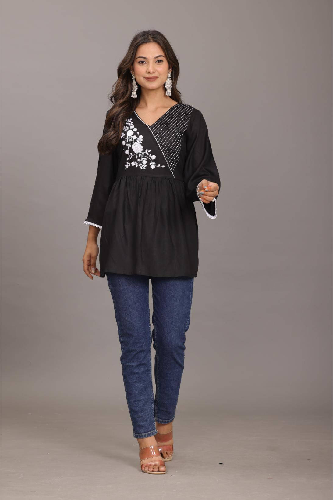     			Nishu print Women Viscose Rayon Printed A-line Kurti ( Dark Blue )