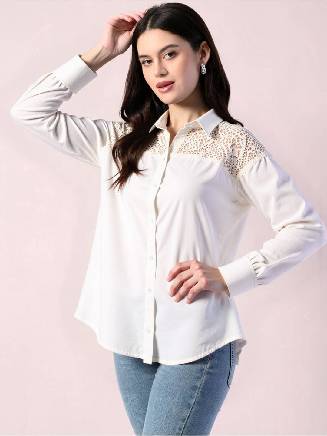 PLUS PARADISE Women Solid Rayon Shirt ( White ) PLUS PARADISE Women Solid Rayon Shirt ( White )