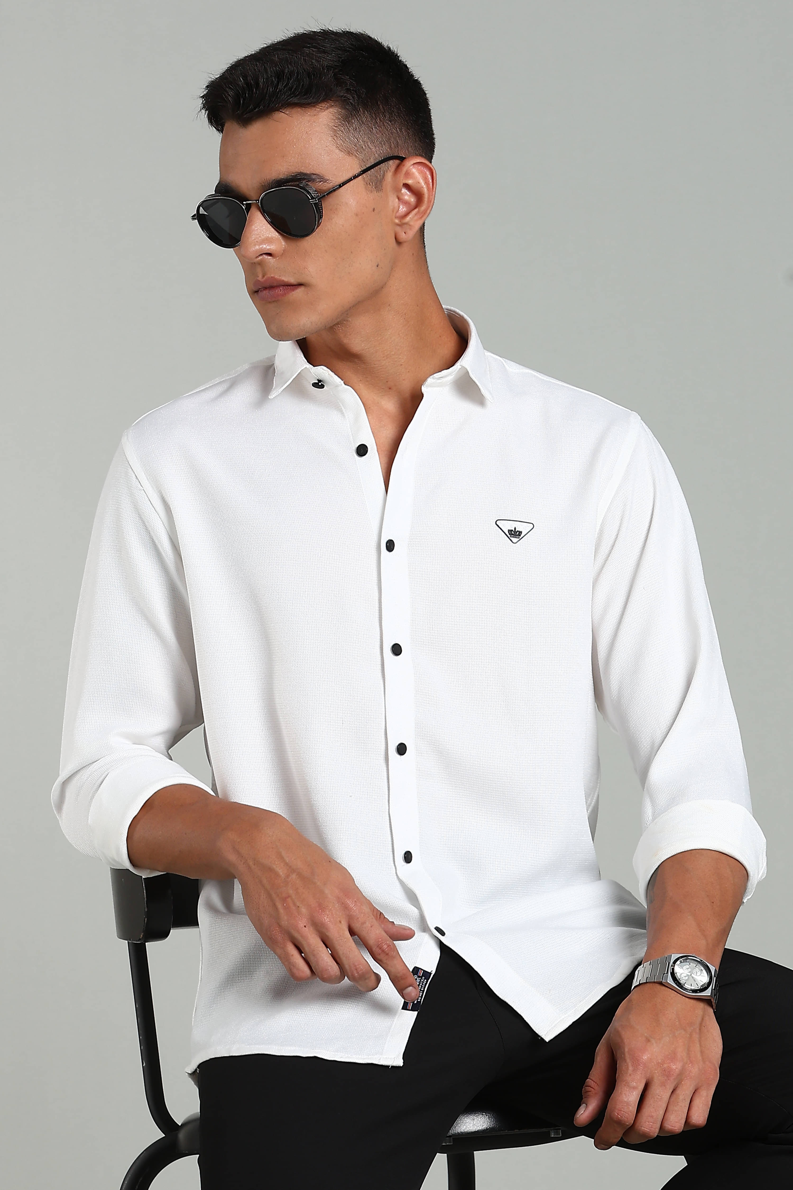     			Paul Street Polyester Slim Fit Solids Full Sleeves Men's Casual Shirt - White ( Pack of 1 )