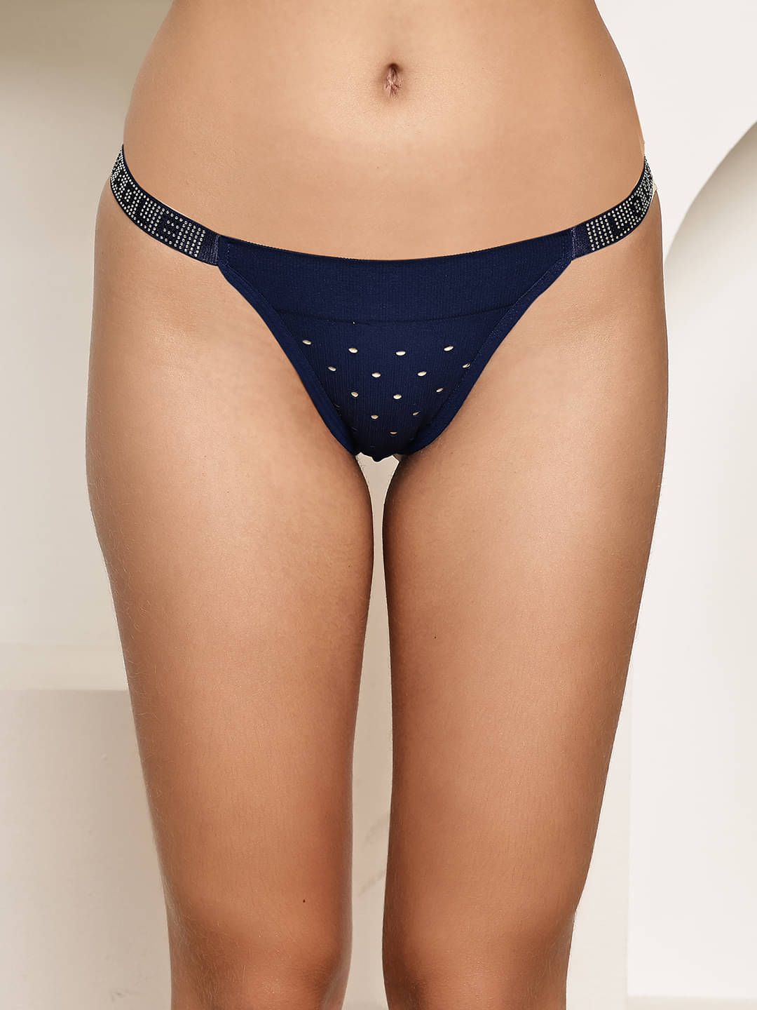     			PrettyCat Cotton Lycra Thongs ( Blue , Pack of 1 )