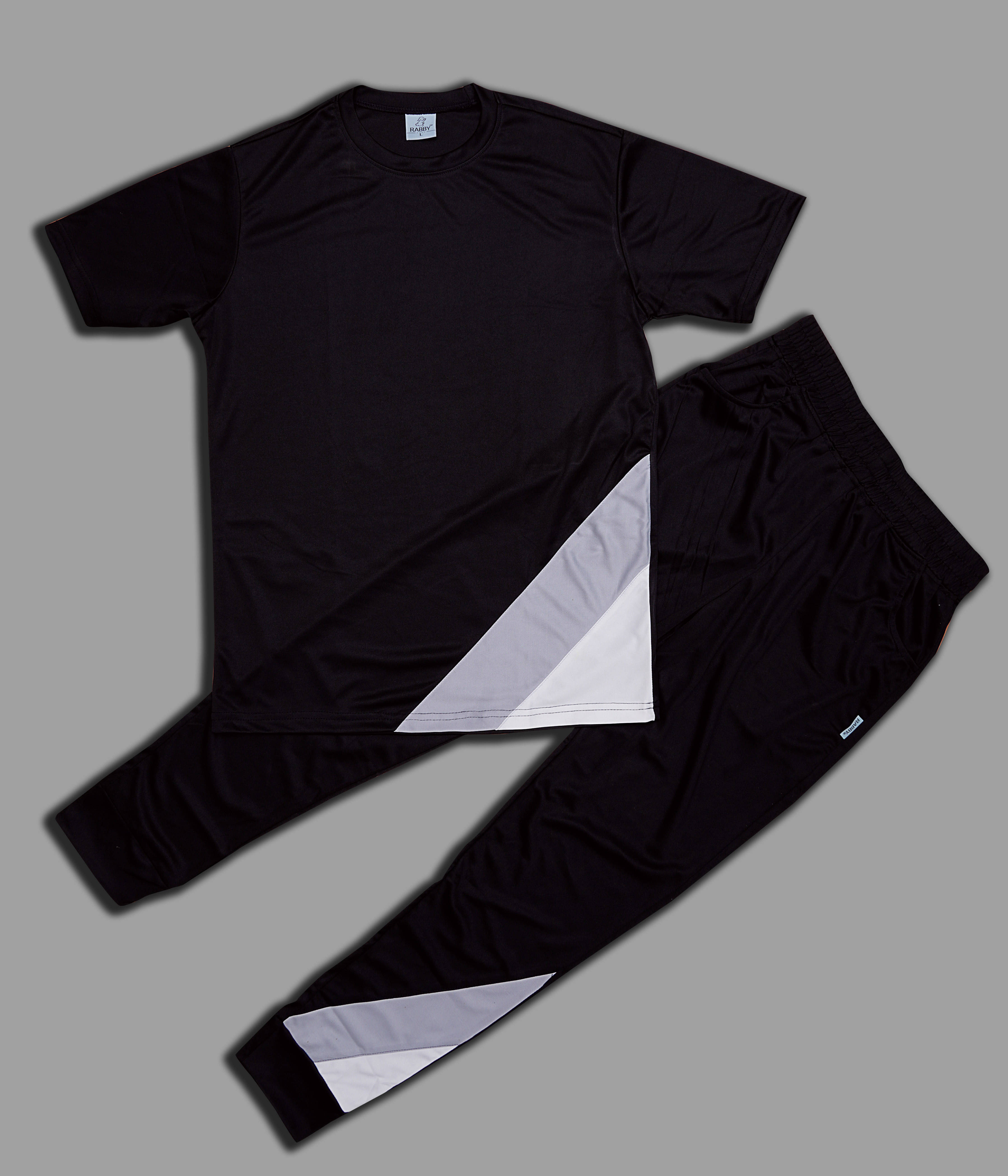     			RABBY Black Polyester Regular Fit Men's Tracksuit ( Pack of 1 )