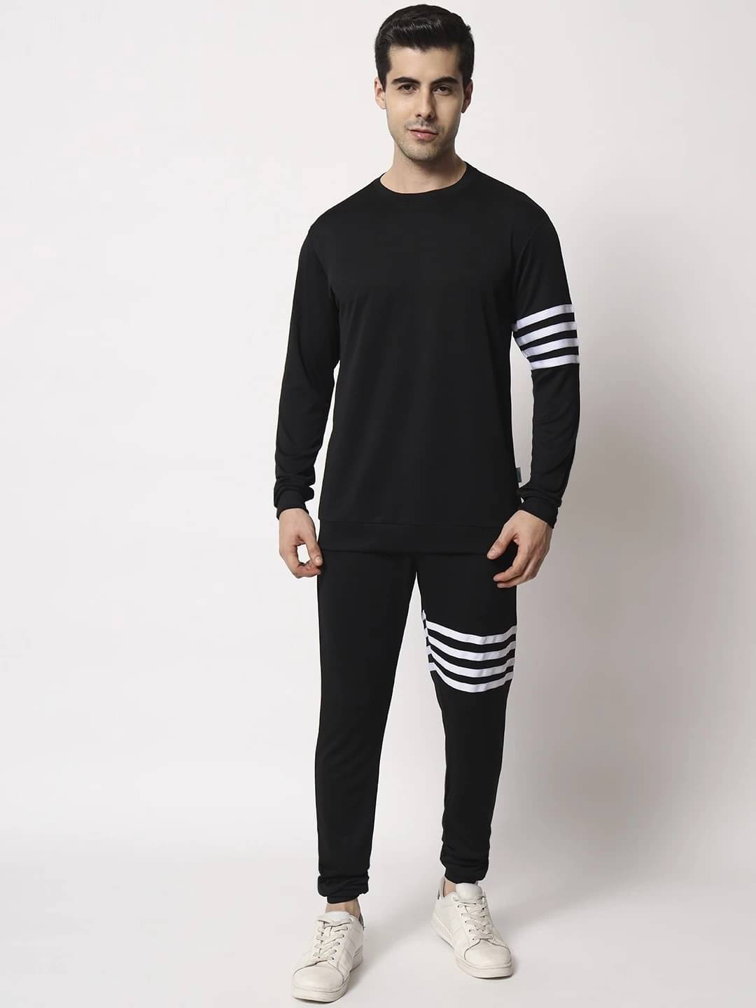     			RABBY Black Polyester Regular Fit Men's Tracksuit ( Pack of 1 )