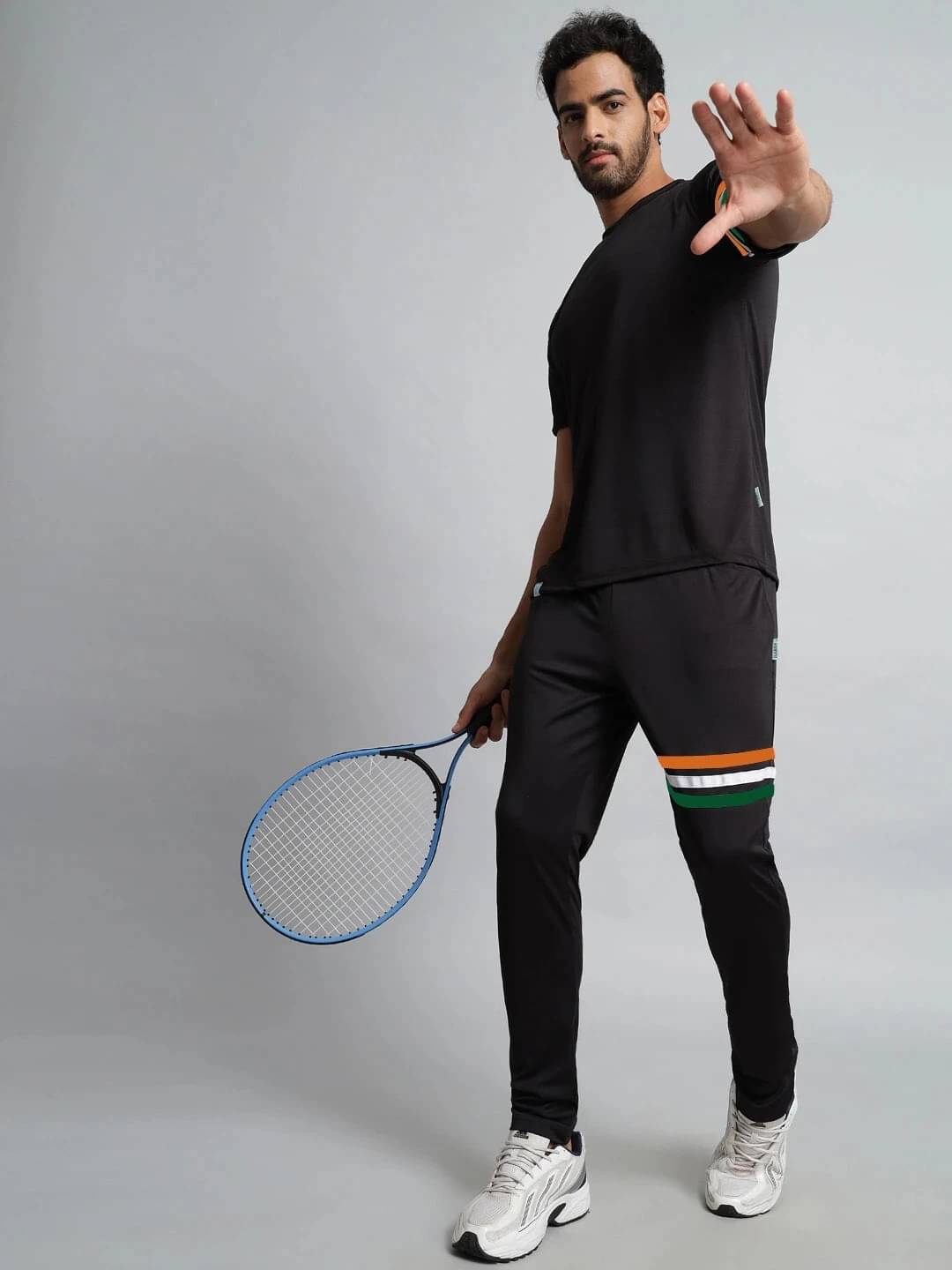     			RABBY Black Polyester Regular Fit Men's Tracksuit ( Pack of 1 )
