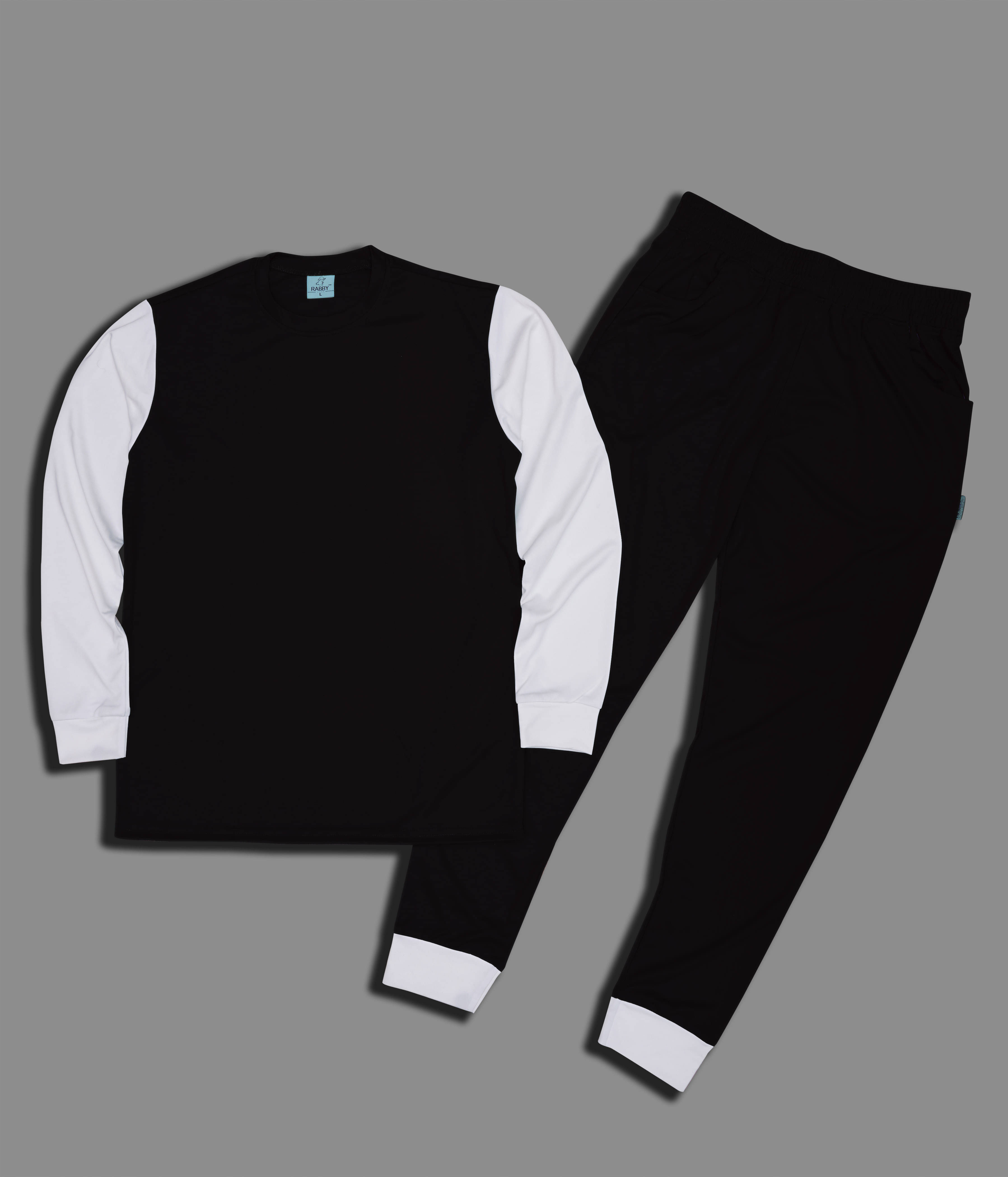     			RABBY Black Polyester Regular Fit Men's Tracksuit ( Pack of 1 )
