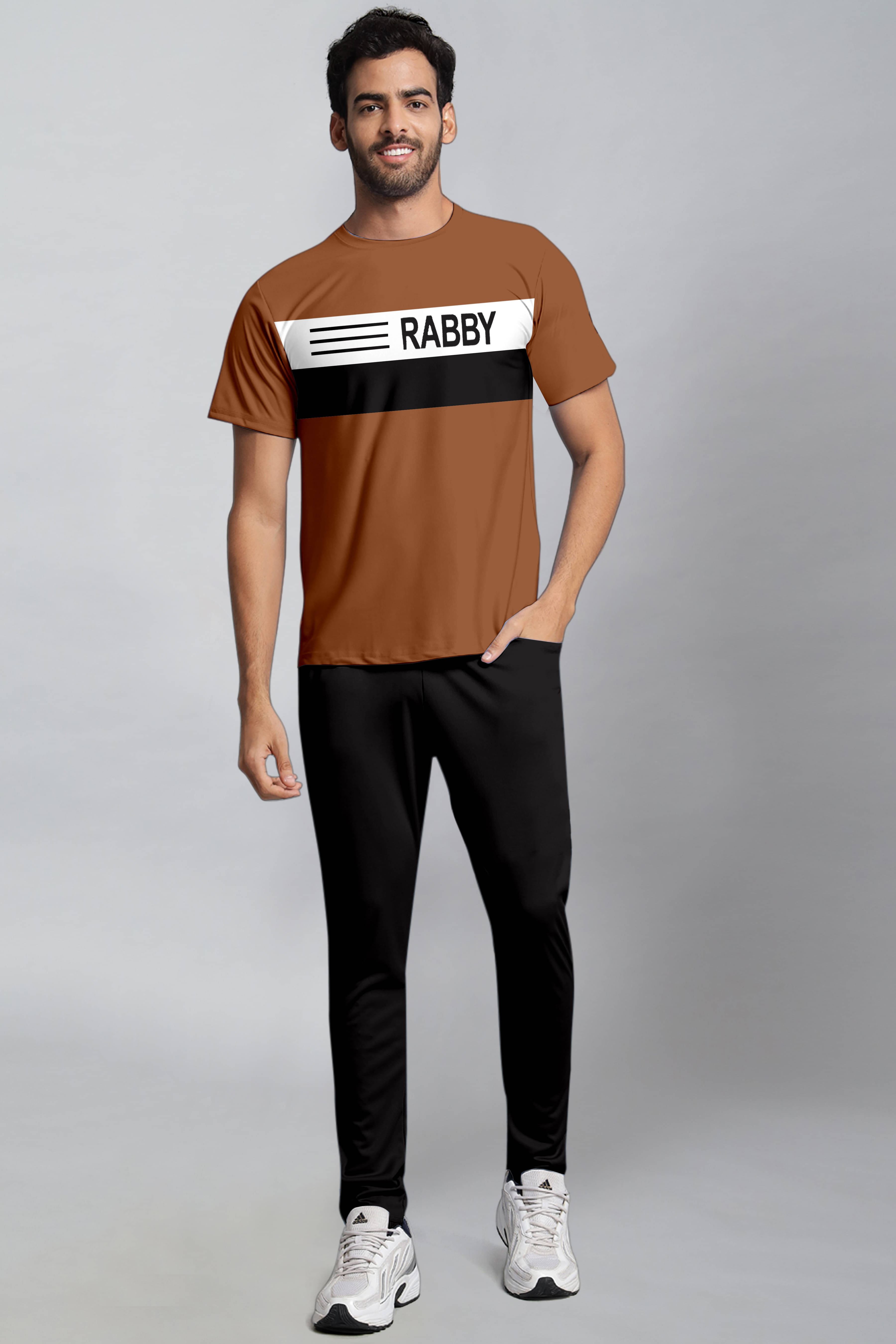    			RABBY Brown Polyester Blend Regular Fit Men's Tracksuit ( Pack of 1 )