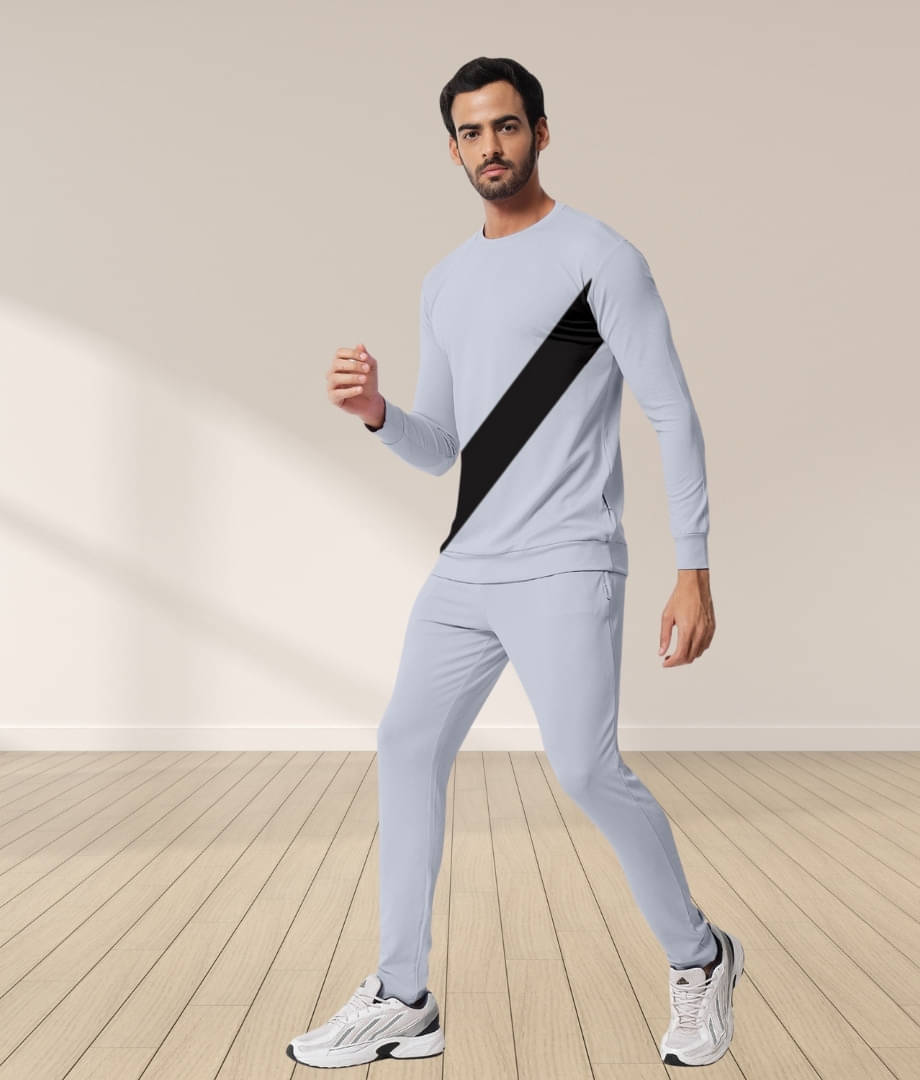     			RABBY Grey Polyester Blend Regular Fit Men's Tracksuit ( Pack of 1 )