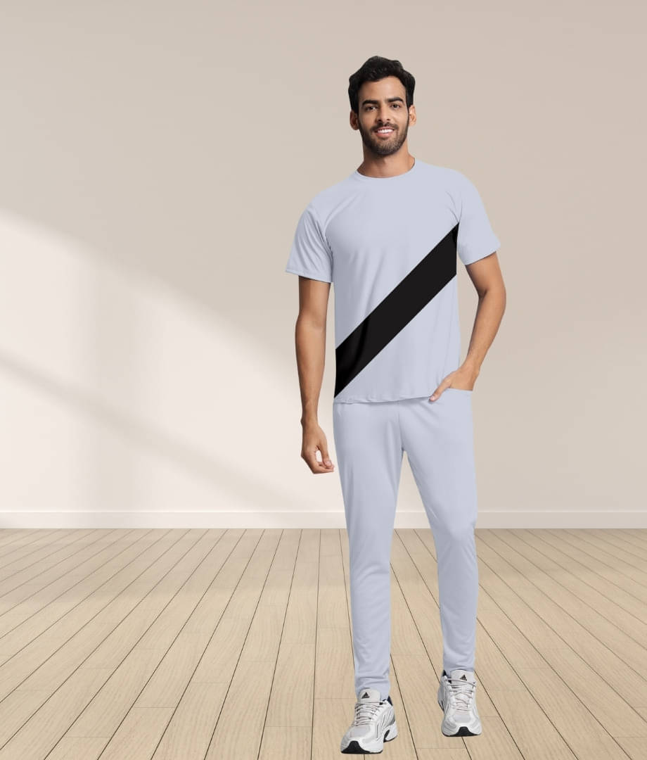     			RABBY Grey Polyester Blend Regular Fit Men's Tracksuit ( Pack of 1 )