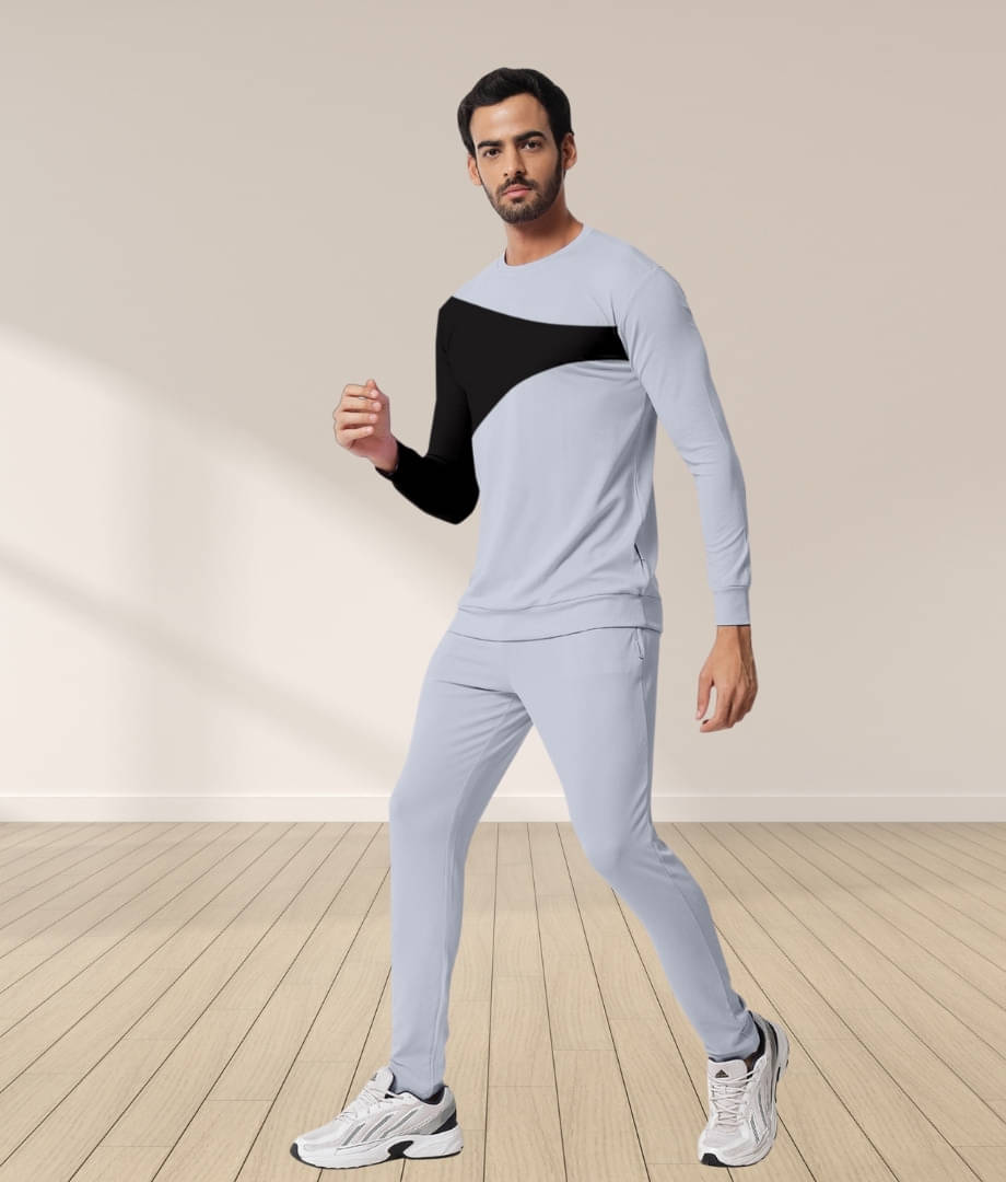     			RABBY Grey Polyester Blend Regular Fit Men's Tracksuit ( Pack of 1 )