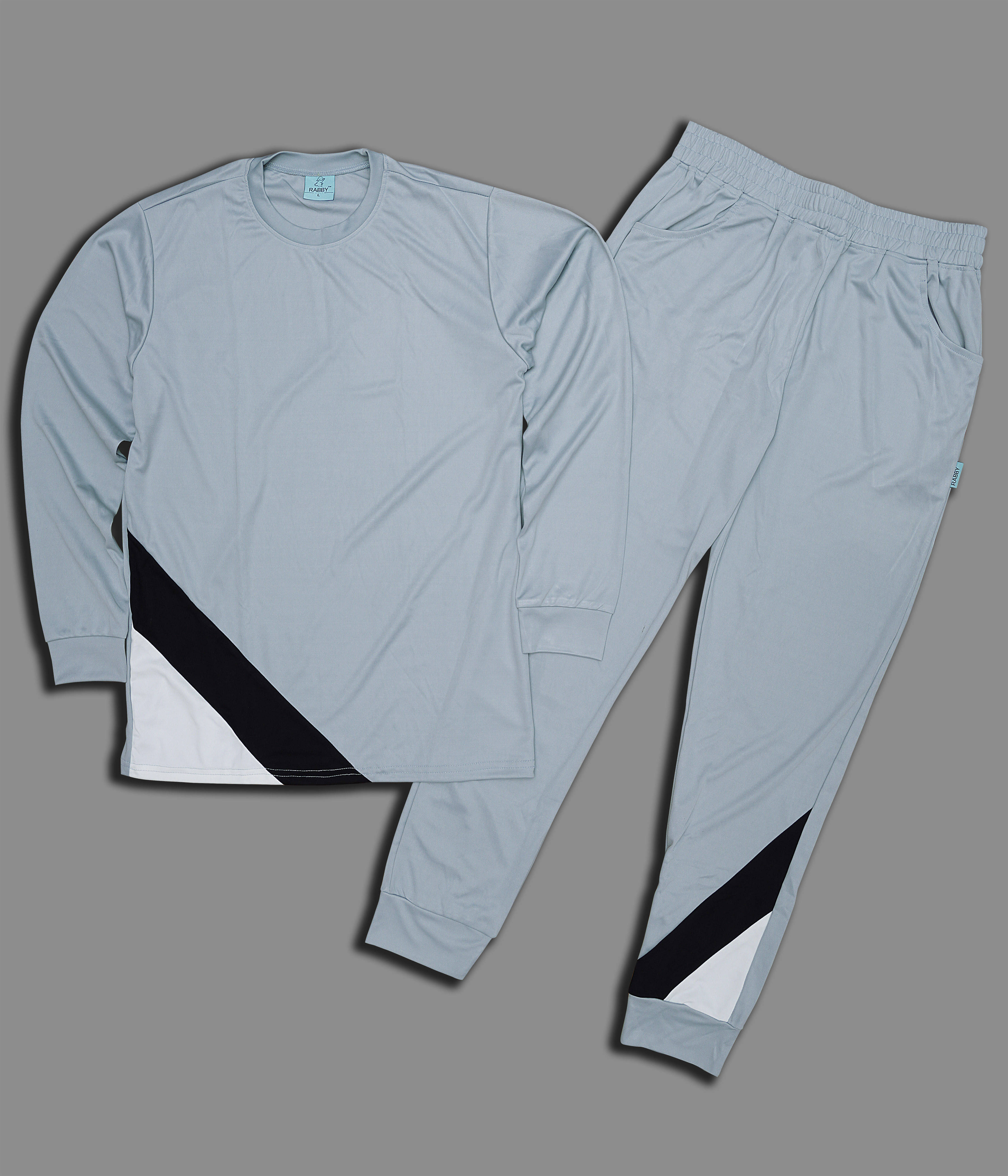     			RABBY Grey Polyester Regular Fit Men's Tracksuit ( Pack of 1 )