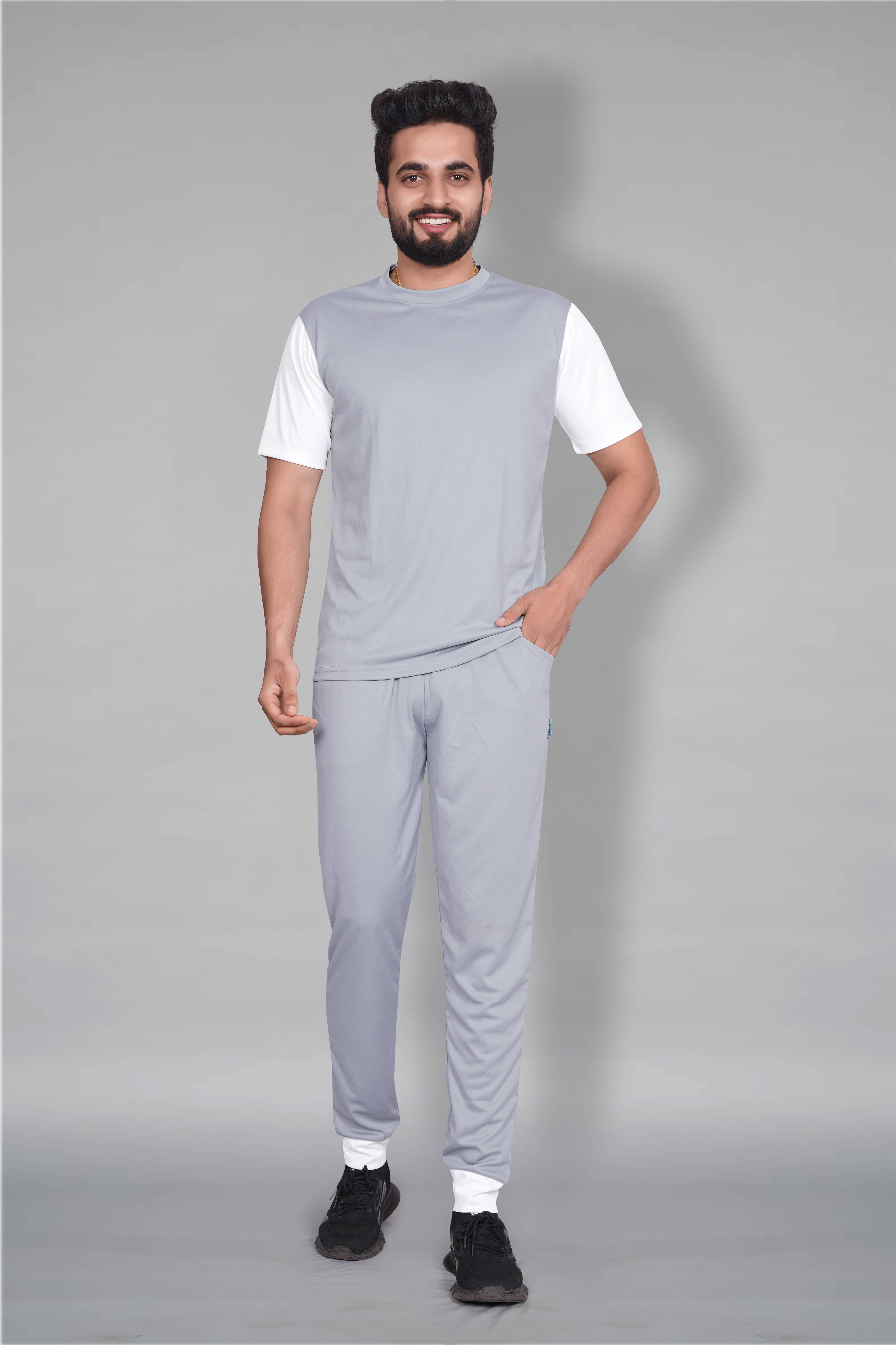     			RABBY Grey Polyester Regular Fit Men's Tracksuit ( Pack of 1 )