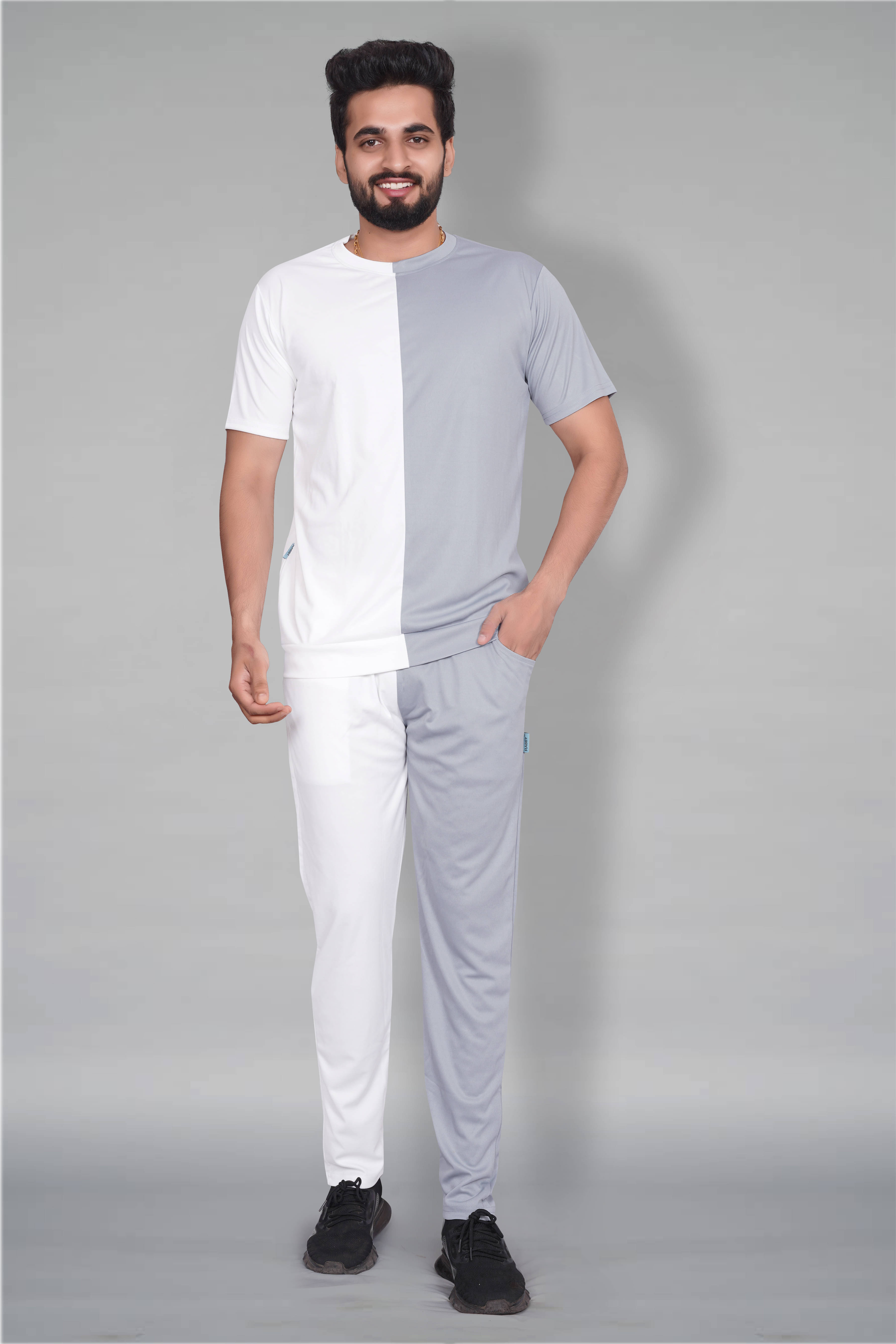     			RABBY Grey Polyester Regular Fit Men's Tracksuit ( Pack of 1 )
