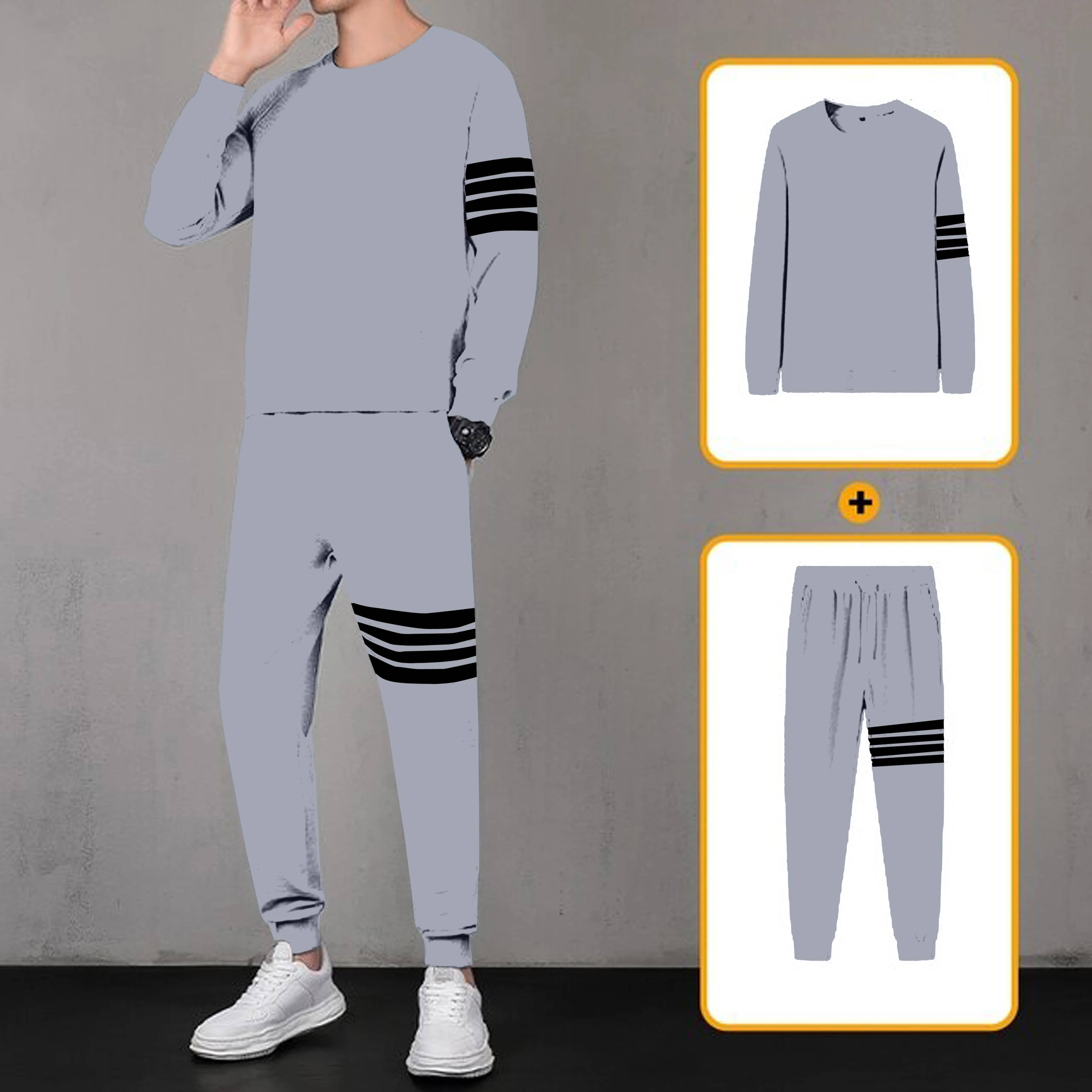 RABBY Grey Polyester Regular Fit Men's Tracksuit ( Pack of 1 )     			RABBY Grey Polyester Regular Fit Men's Tracksuit ( Pack of 1 )