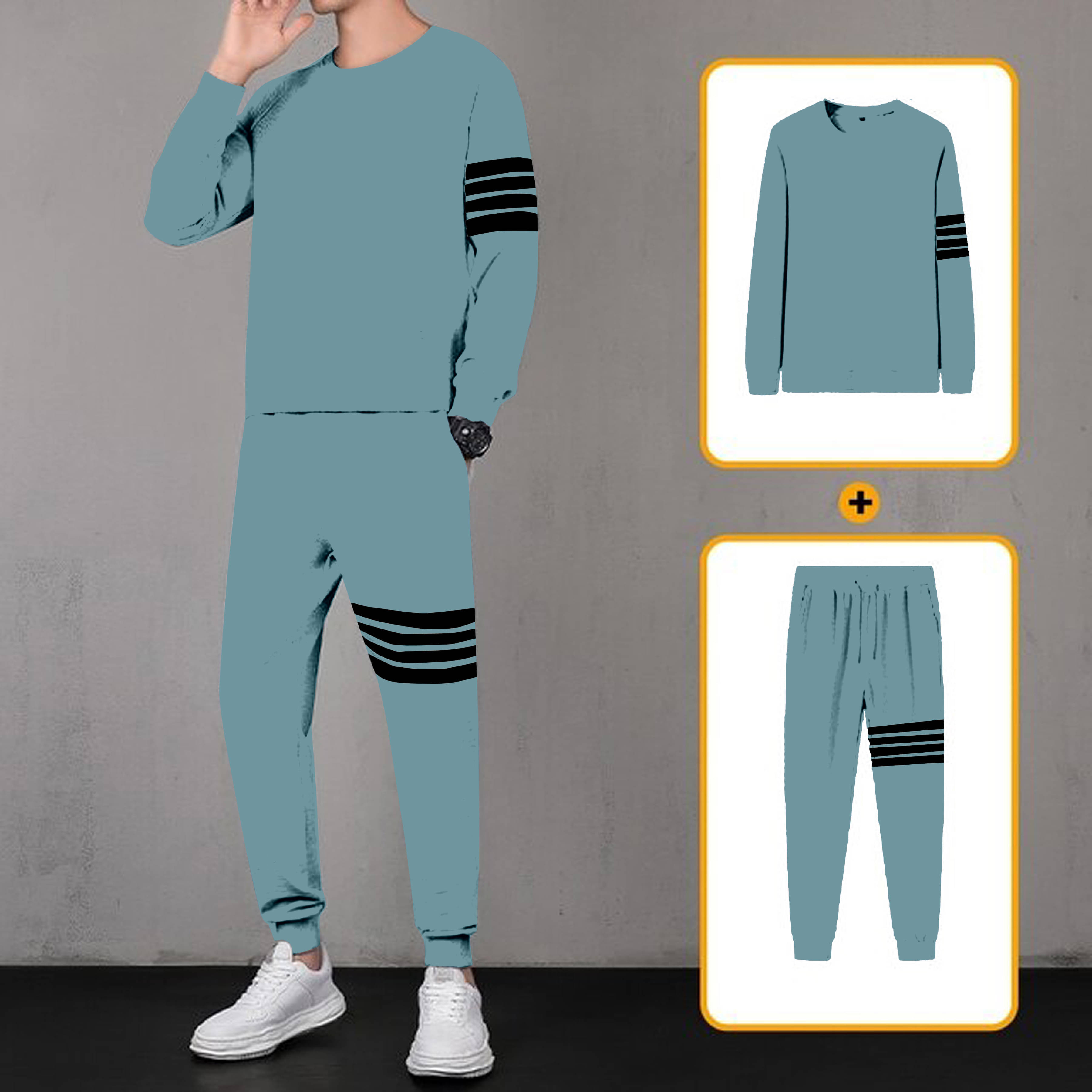     			RABBY Light Blue Polyester Regular Fit Men's Tracksuit ( Pack of 1 )