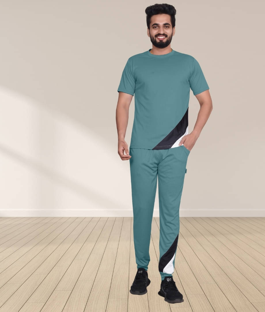     			RABBY Light Green Polyester Blend Regular Fit Men's Tracksuit ( Pack of 1 )