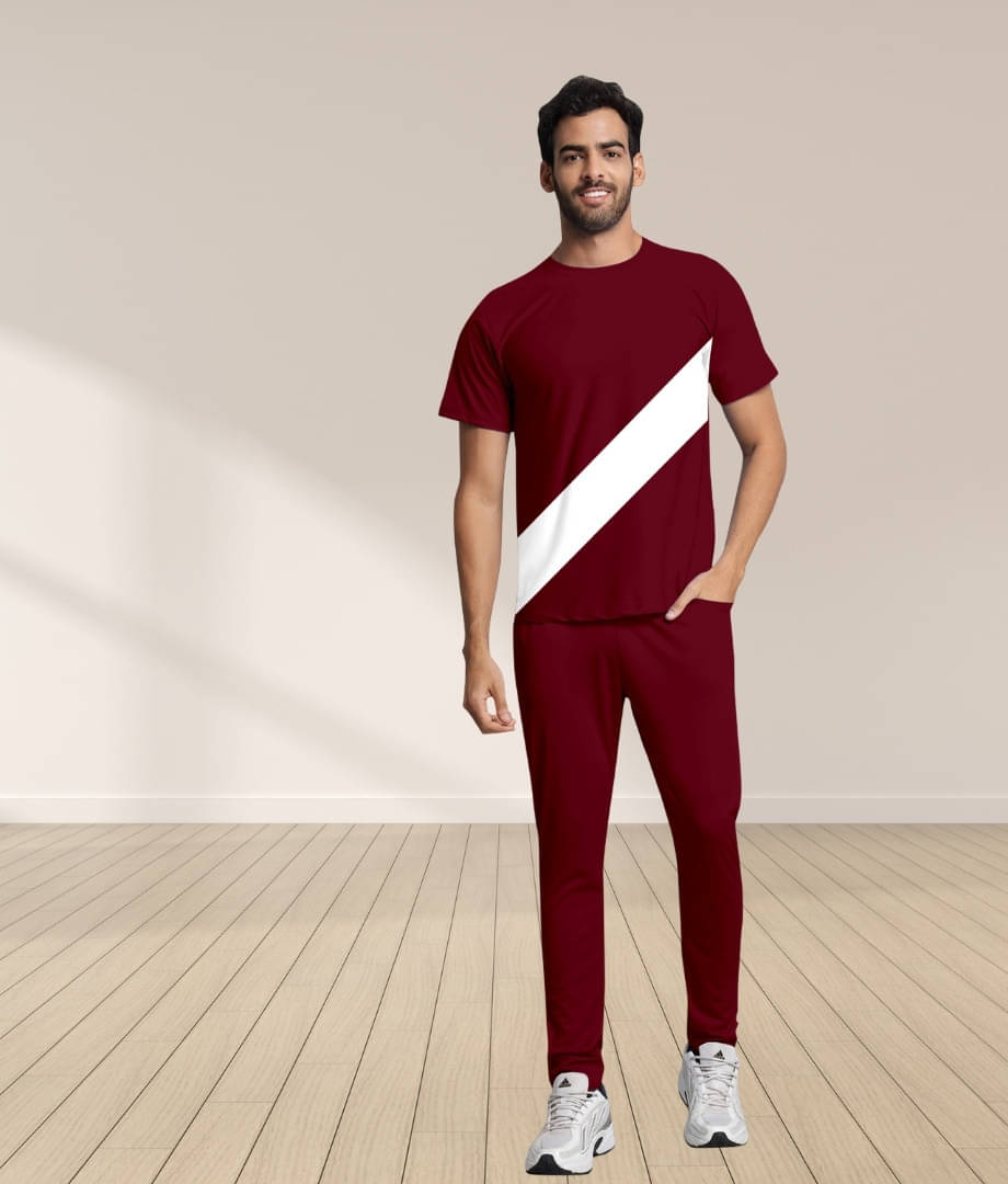     			RABBY Maroon Polyester Blend Regular Fit Men's Tracksuit ( Pack of 1 )