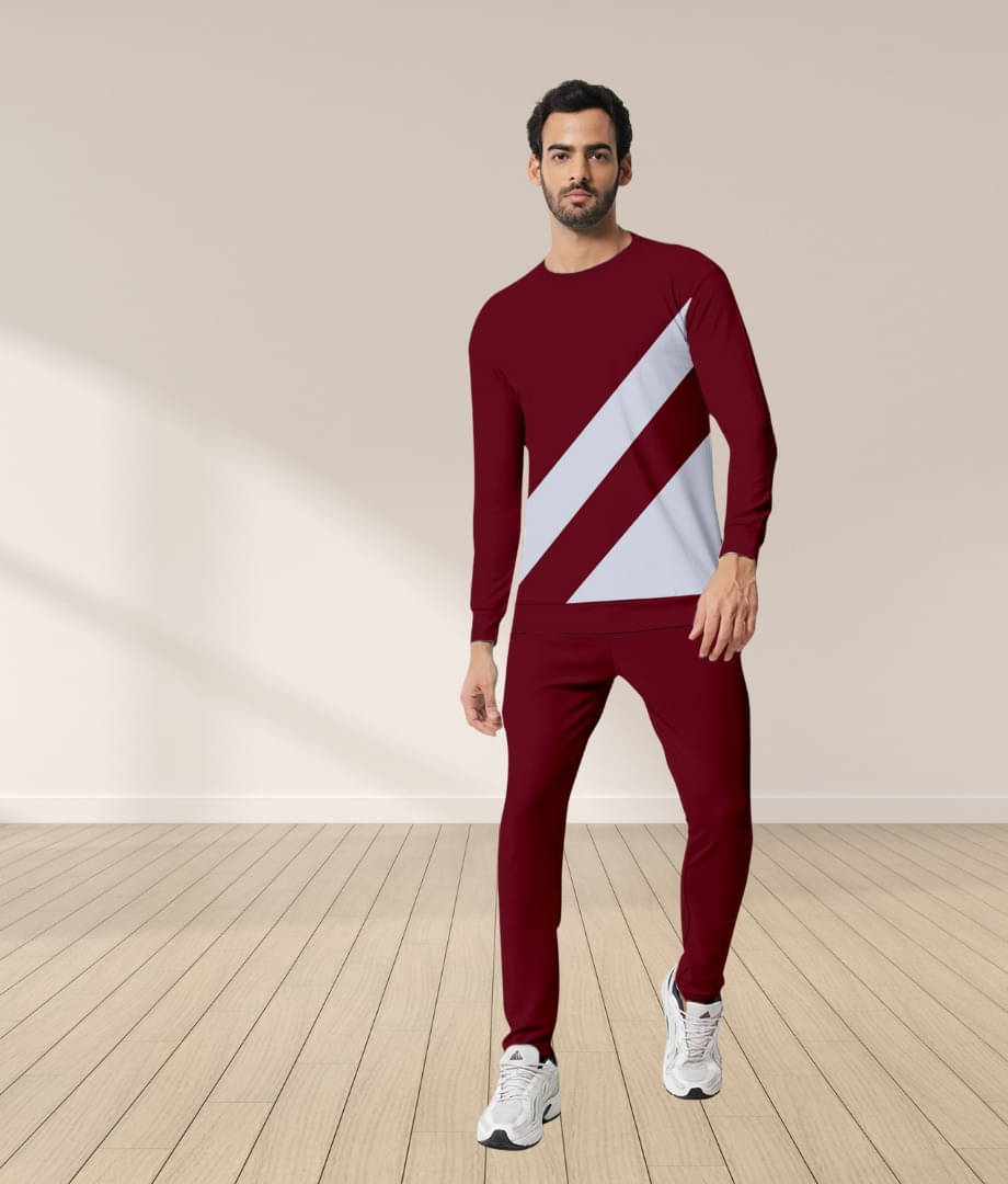 RABBY Maroon Polyester Blend Regular Fit Men's Tracksuit ( Pack of 1 ) RABBY Maroon Polyester Blend Regular Fit Men's Tracksuit ( Pack of 1 )